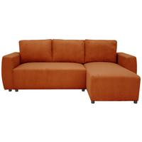 Eckschlafsofa mit Bettkasten Pharell, terracotta, 230x155cm - Terracotta/Schwarz, KONVENTIONELL, Holz/Holzwerkstoff (230/155cm)