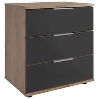 Nachkästchen Eiche Dekor H: 58 Cm Saigon - Eichefarben/Schwarz, MODERN, Glas/Holzwerkstoff (52/58/38cm) - MID.YOU