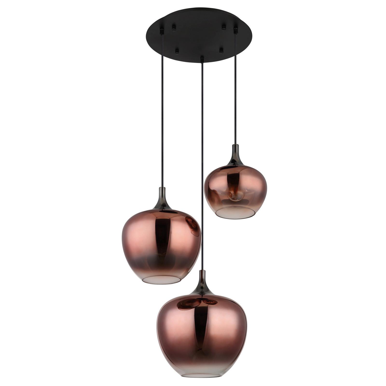 Függőlámpa 15548-3hg - fekete/rézszínű, Design, üveg/fém (48/120cm) - Globo