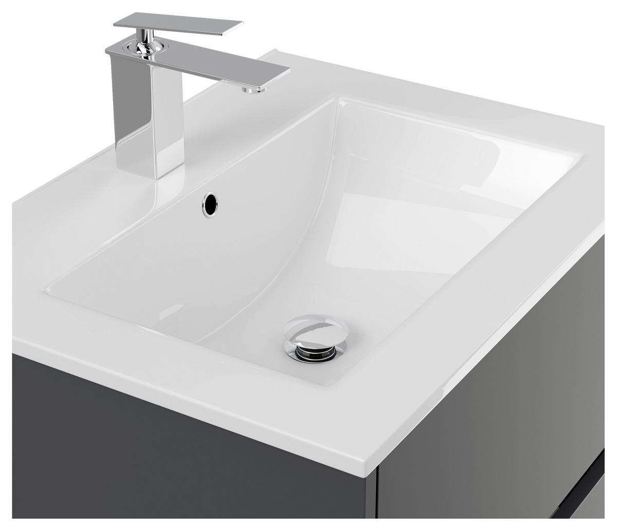 Waschtischkombi Limes Graphitfarben B: 61,5 Cm - Graphitfarben/Weiß, MODERN, Keramik/Holzwerkstoff (61,5/58,5/46,5cm) - MID.YOU