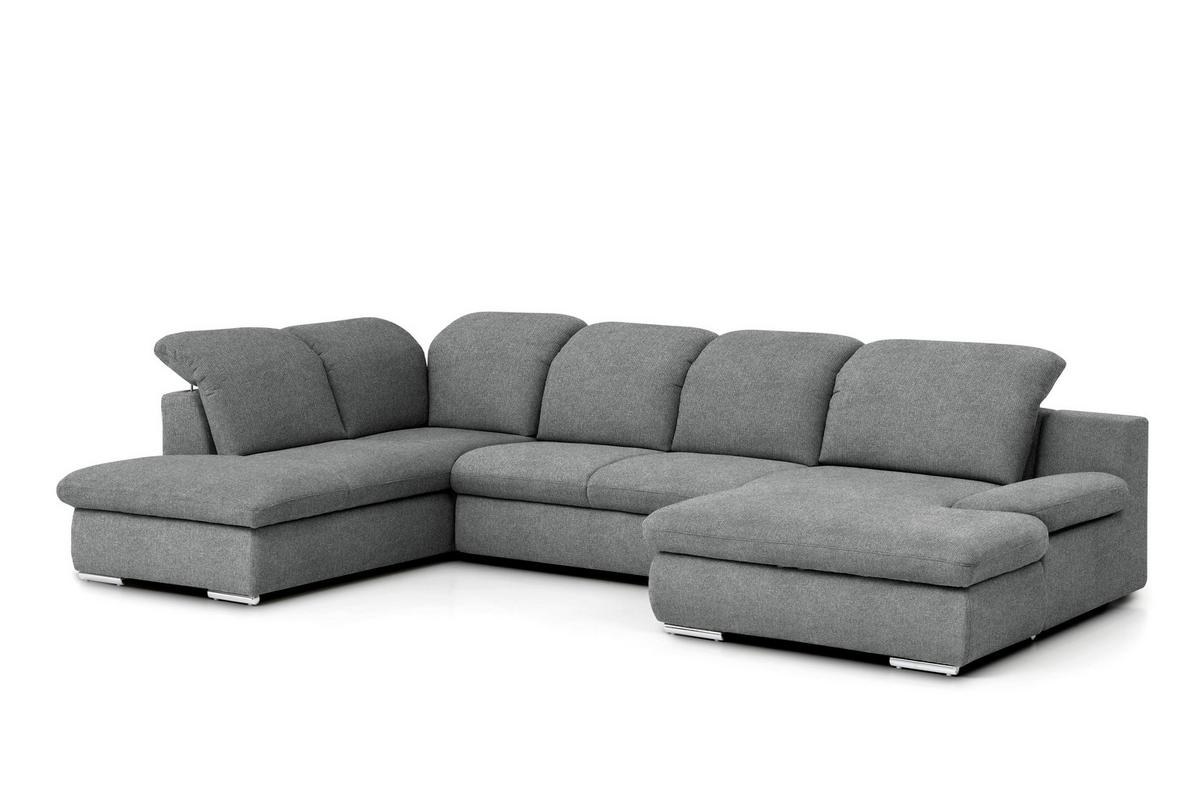 Wohnlandschaft Isona Dunkelgrau Isona - Chromfarben/Dunkelgrau, Design, Textil (212/353/165cm) - Livetastic