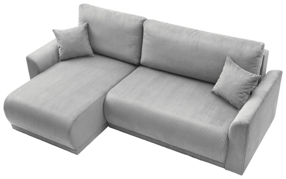 Rohová sedačka KIM L146, oboustranná, šedý manšestr - šedá, Moderní, dřevo (233/146cm)