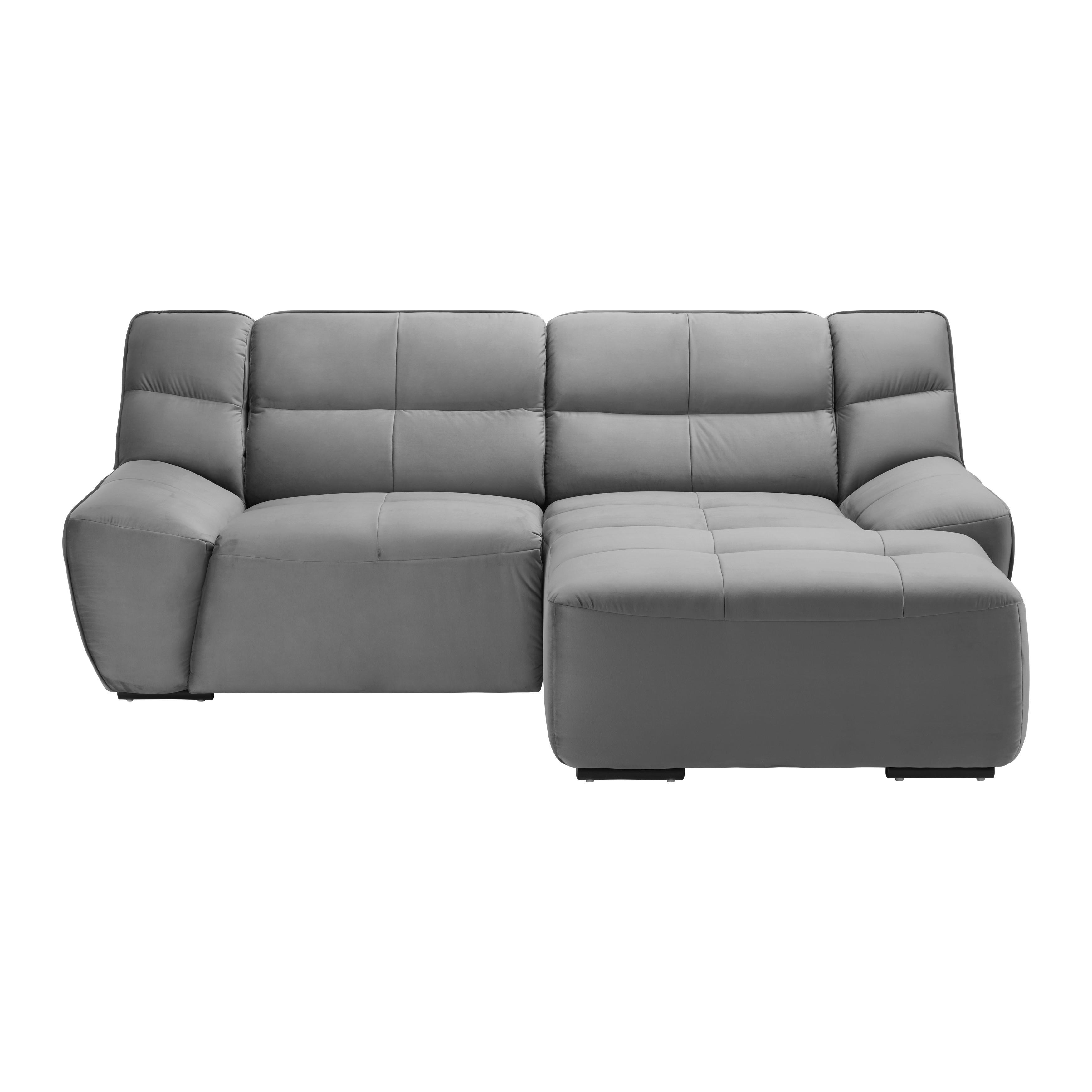 Rohová sedačka WEGA, pravá, šedá barva - šedá, Moderní, kov/textil (220/88/165cm) - Bessagi Home