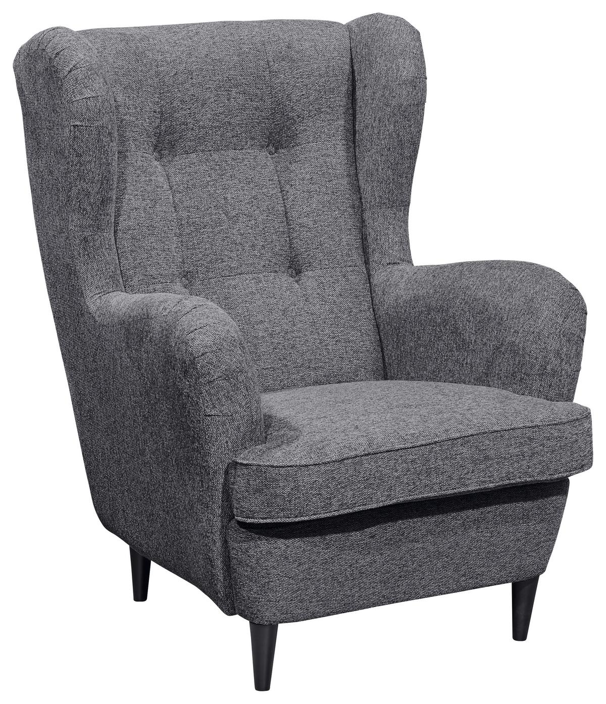 Ohrensessel Oskar Webstoff Anthrazit - Anthrazit/Schwarz, Basics, Holzwerkstoff/Textil (78/102/98cm) - MID.YOU