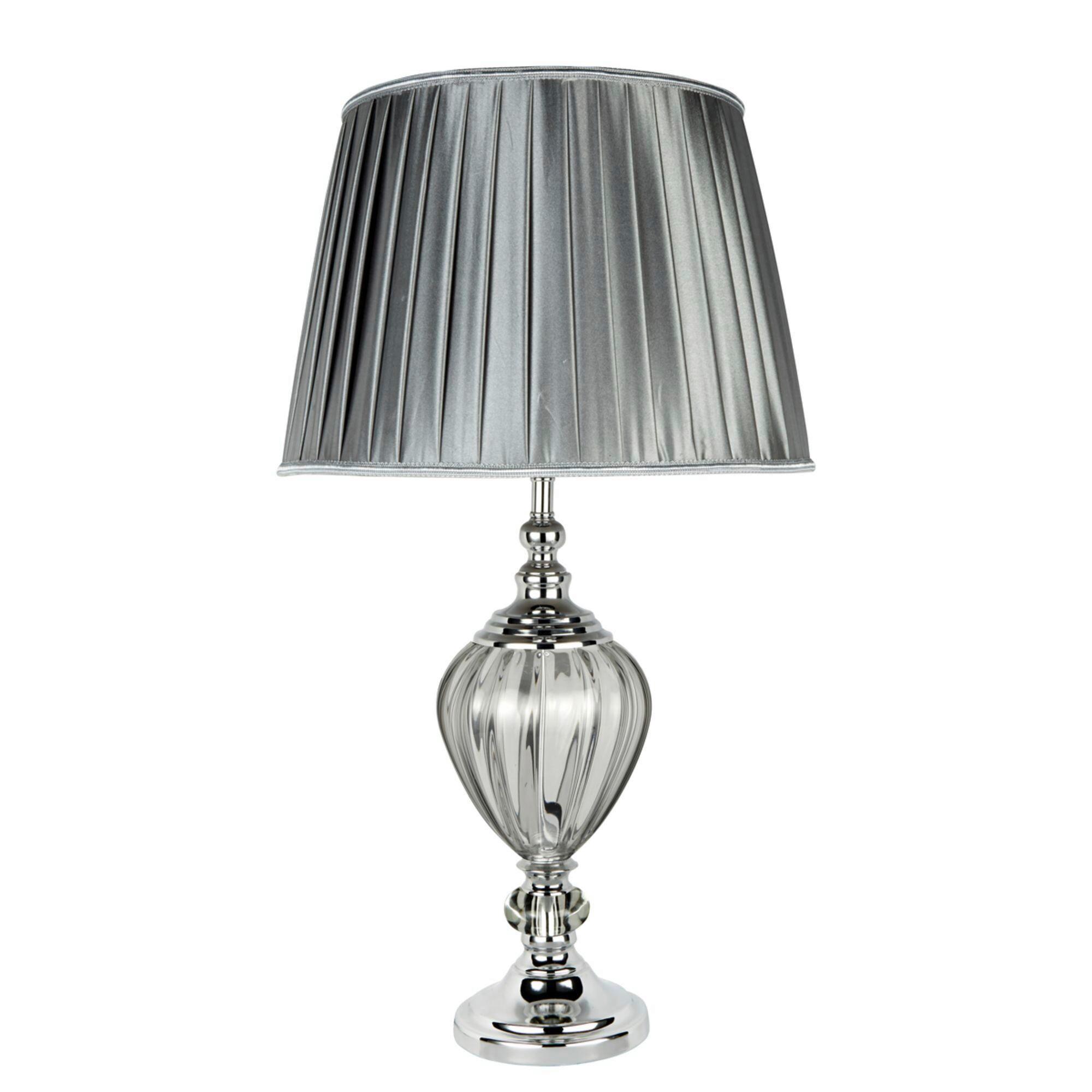 Tischleuchte Eu3721cl Greyson - Chromfarben, Design, Glas/Textil (38/68cm)