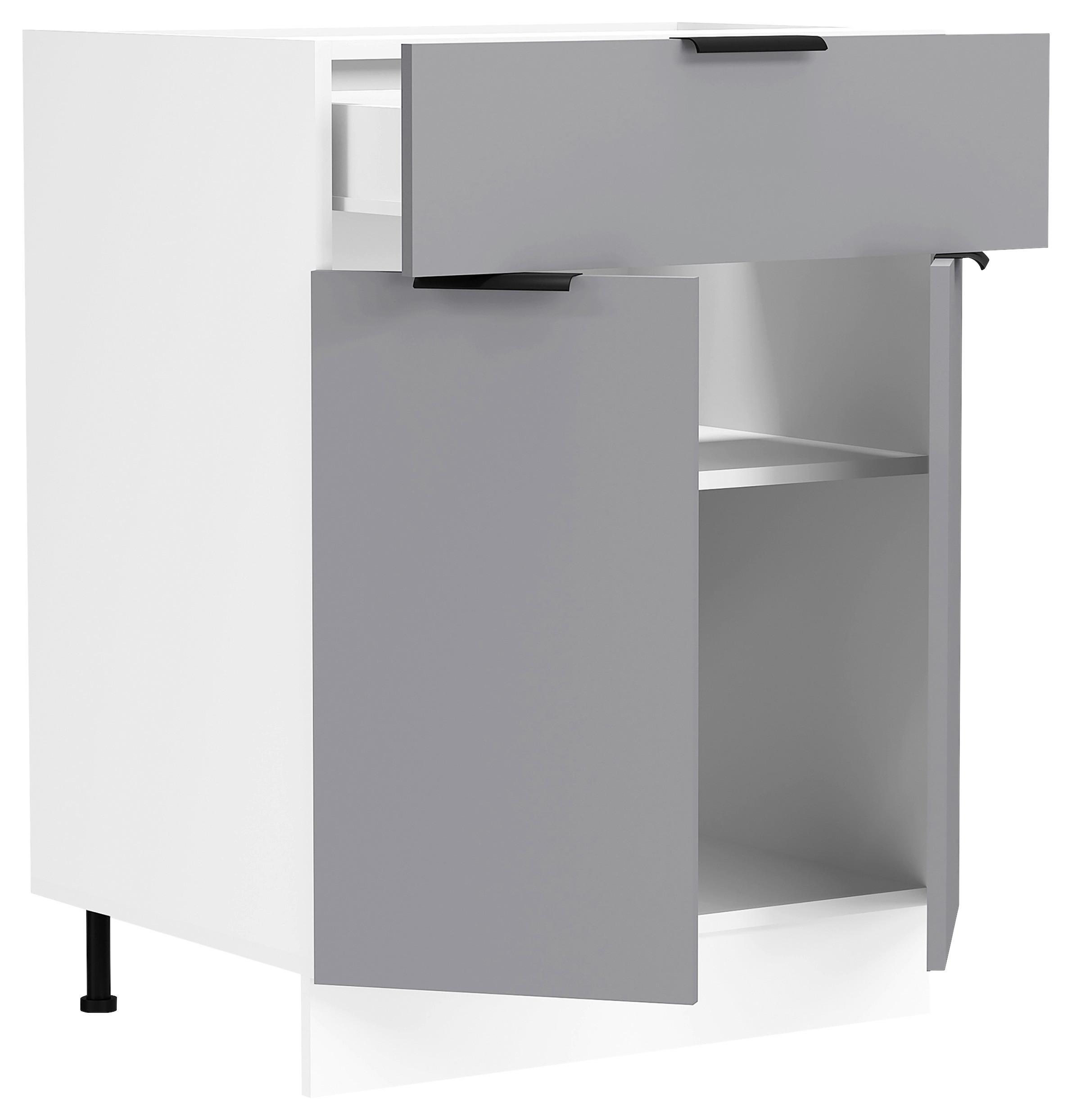 Küchenunterschrank Fasola Weiß/Anthrazit B: 60 cm - Anthrazit/Weiß, Trend, Holzwerkstoff (60/82/46cm) - MID.YOU