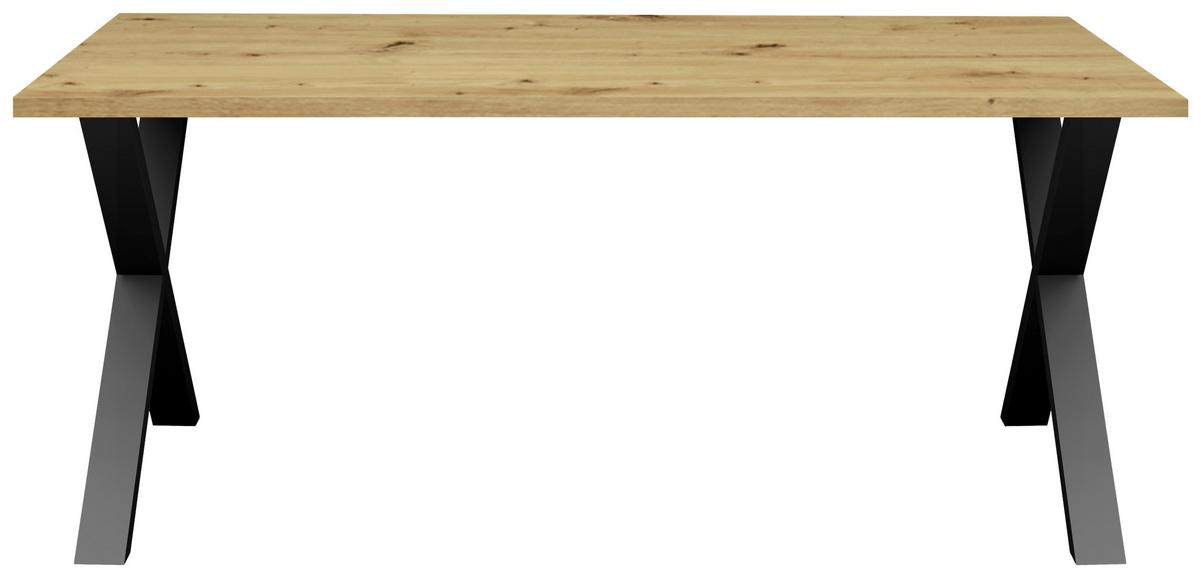 Esstisch Alex Schwarz, Eichefarben - Eichefarben/Schwarz, MODERN, Holzwerkstoff/Metall (200/100/78cm) - Livetastic