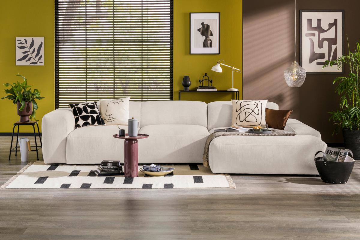 ECKSOFA Hannah Creme 343x170 cm - Creme/Schwarz, Design, Textil (343/170cm) - MID.YOU