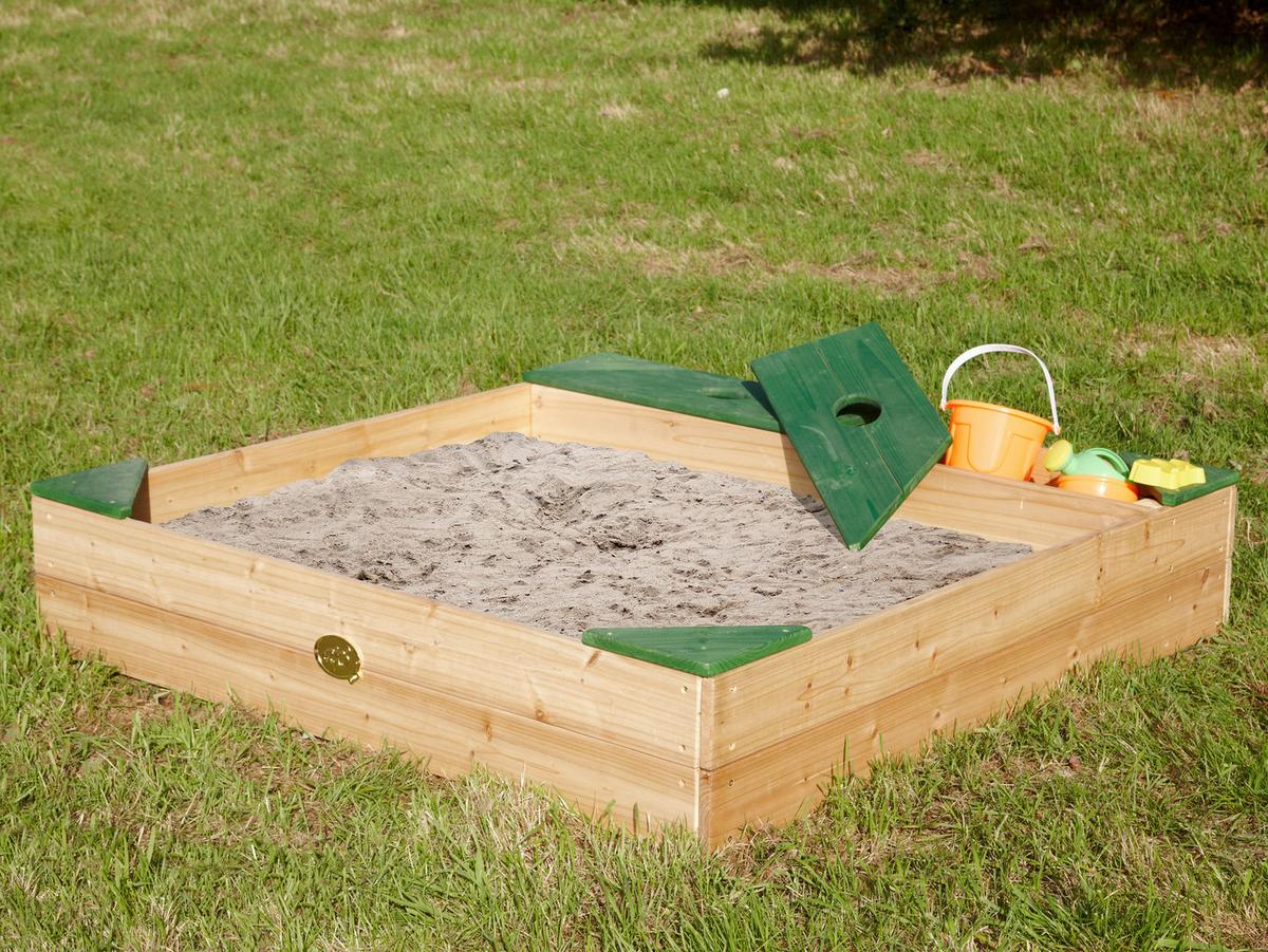 Sandkasten A031.005.00 - Braun/Grün, KONVENTIONELL, Holz/Textil (115/22/115cm) - Ambia Garden