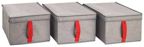 Aufbewahrungsbox Universal 3er-Set Textil 40x26x18 - Grau, Textil (40/26/18cm)