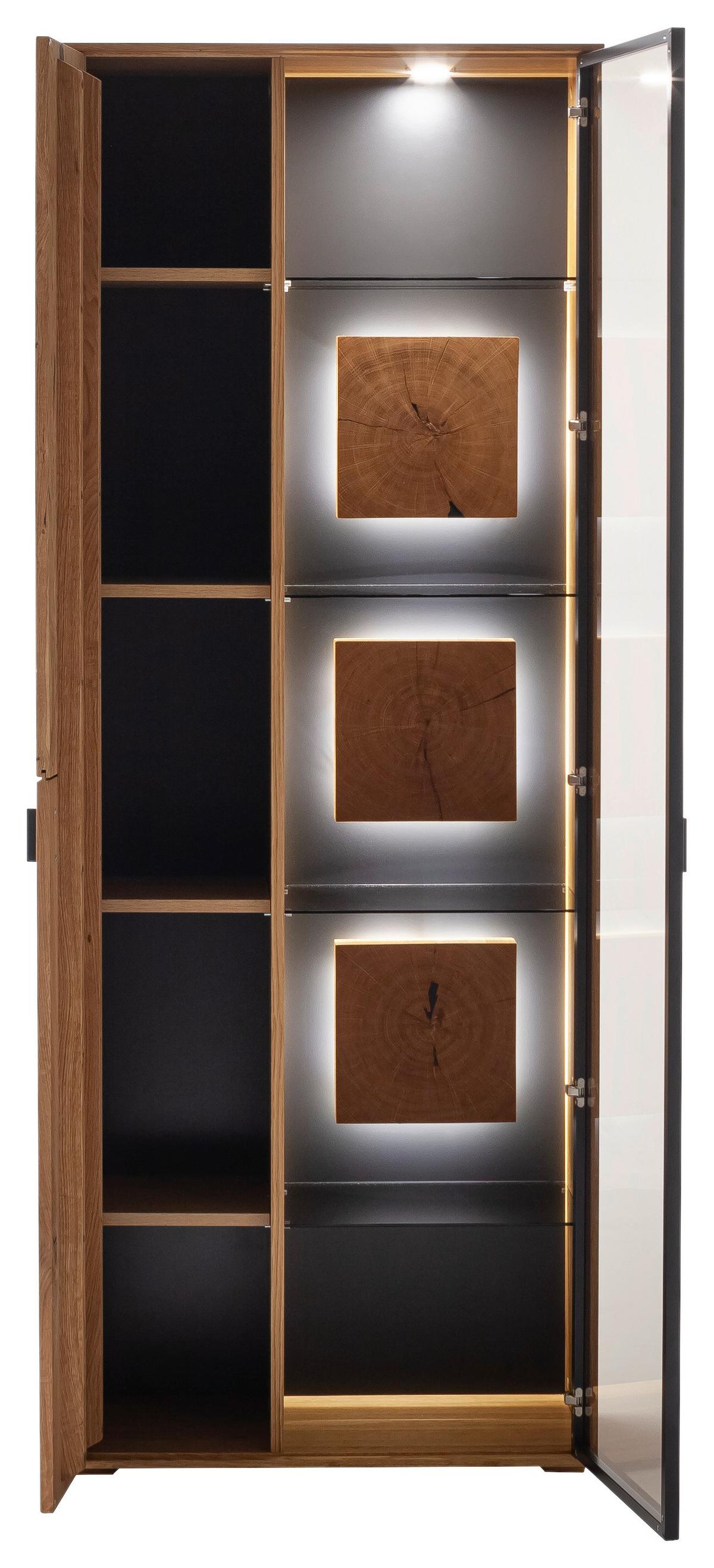 Vitrine Assini Wildeiche B: 78 cm - Wildeiche, Design, Glas/Holz (78/206/37cm) - MID.YOU