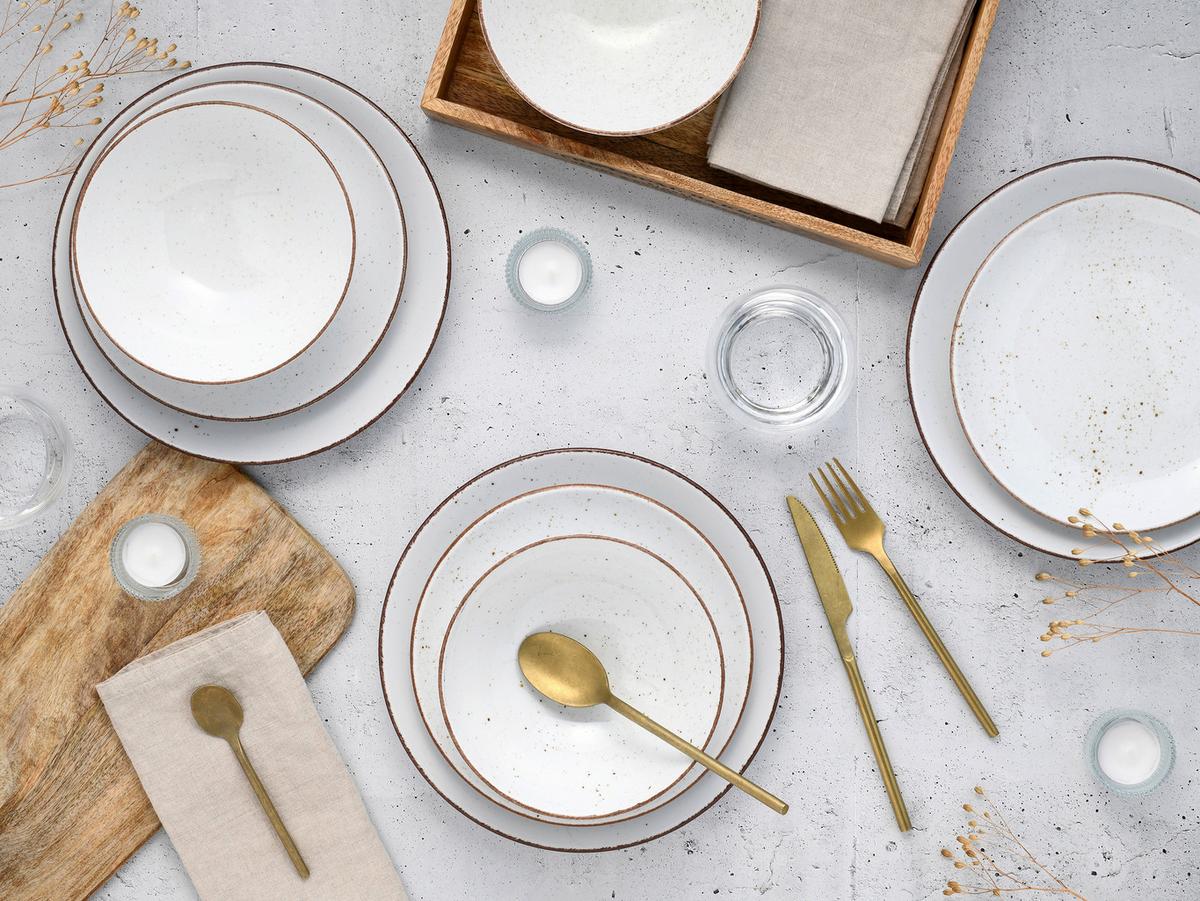 Tafelservice Vintage 12tlg. - Grauweiß/Weiß, Basics, Keramik - Creatable