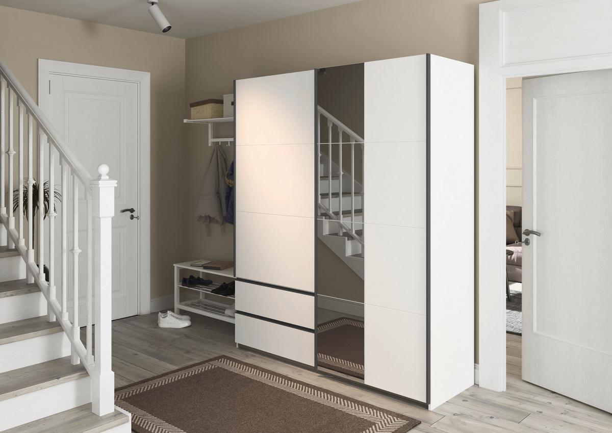 Schwebetürenschrank Stoke Weiß B: 175 cm - Weiß, MODERN, Holzwerkstoff (175/210/59cm) - Rauch Möbel