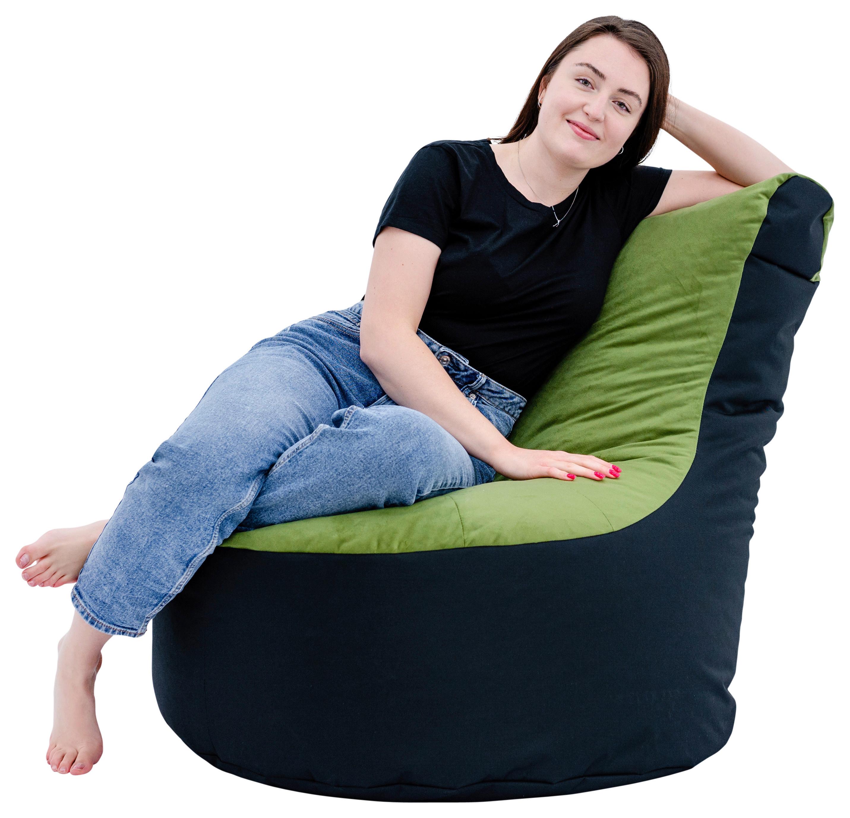 Sitzsack Meggi Grün/schwarz, Indoor, Styroporkugeln-Füllung - Schwarz/Grün, MODERN, Textil (80/86/95cm) - Ondega