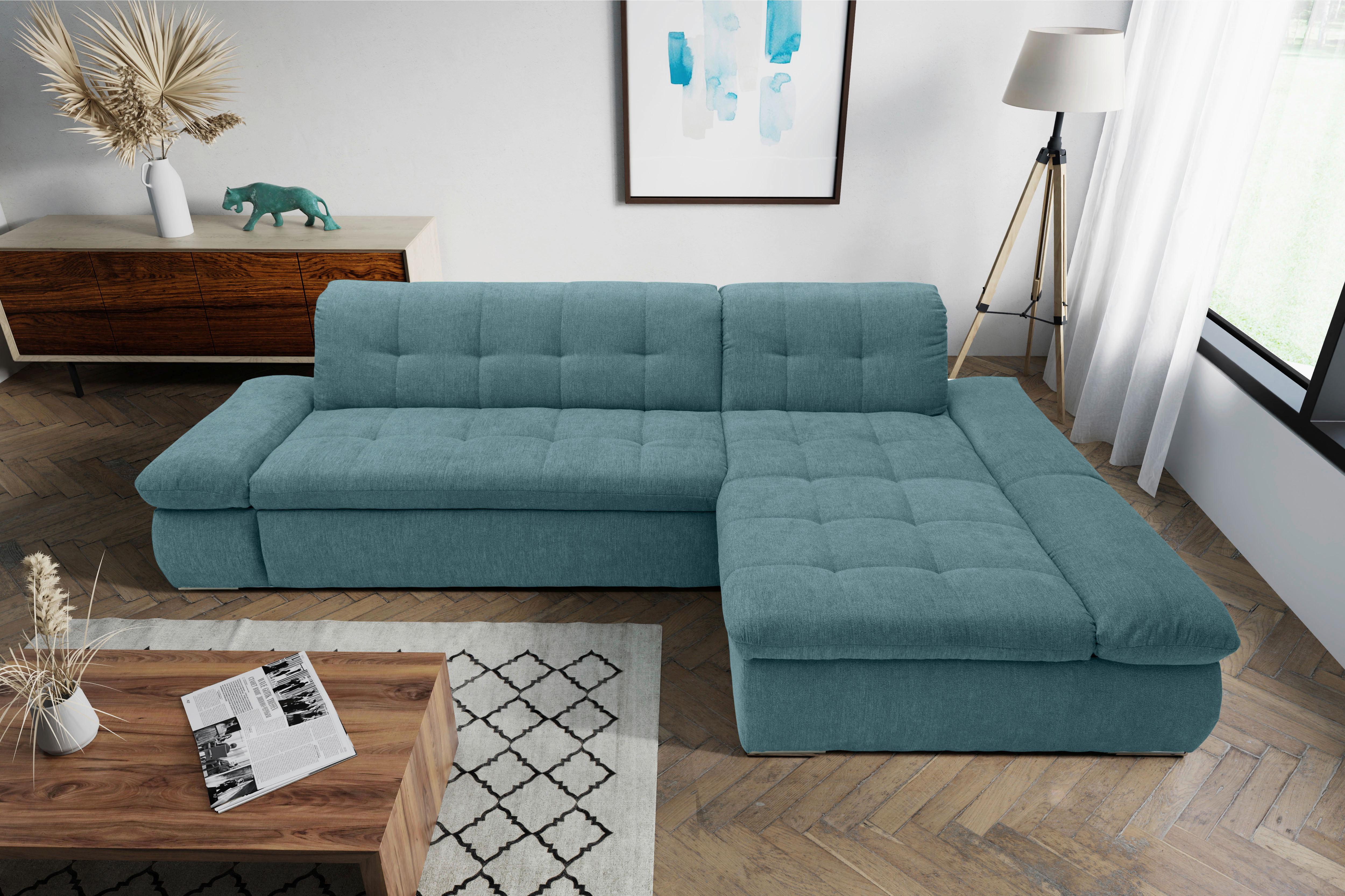 Ecksofa mit Schlaffunktion Moric Petrol Mikrofaser - Chromfarben/Petrol, KONVENTIONELL, Textil (300/172cm) - MID.YOU