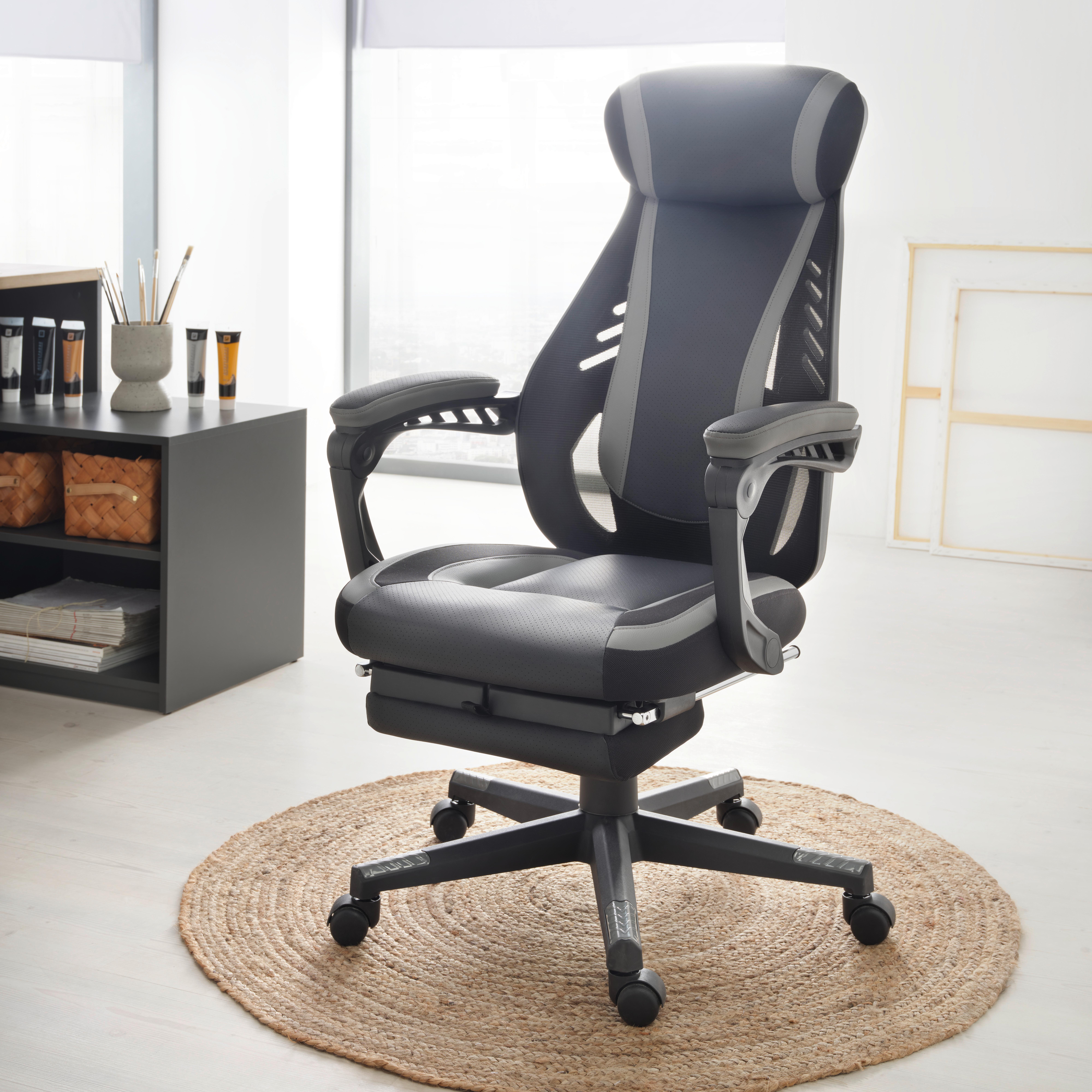 Kancelárske kreslo CLIO - čierna/sivá, Modern, kov/textil (64/110-117-5/60,5cm) - Mömax