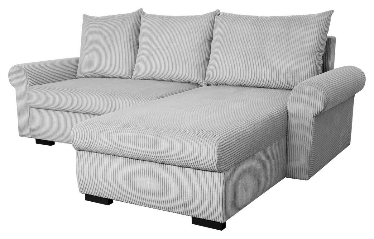 ECKSCHLAFSOFA Vasco, Hellgrau LF: 233x168 cm - Hellgrau/Schwarz, Trend, Textil (233/168cm)