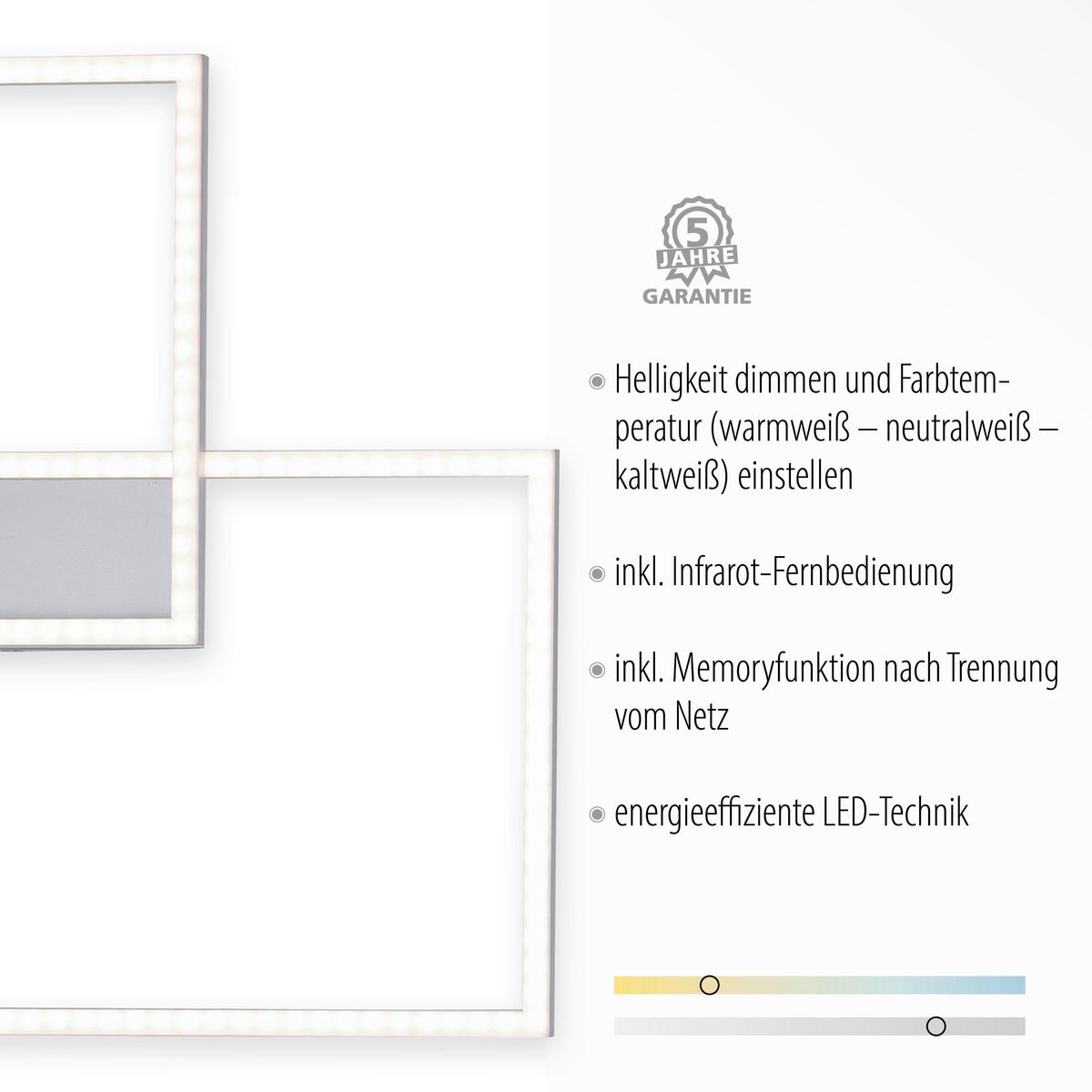 LED-Deckenleuchten Iven L: 75,5 cm dimmbar Mit - Chromfarben/Alufarben, Design, Kunststoff/Metall (75,5/56,2/7cm)