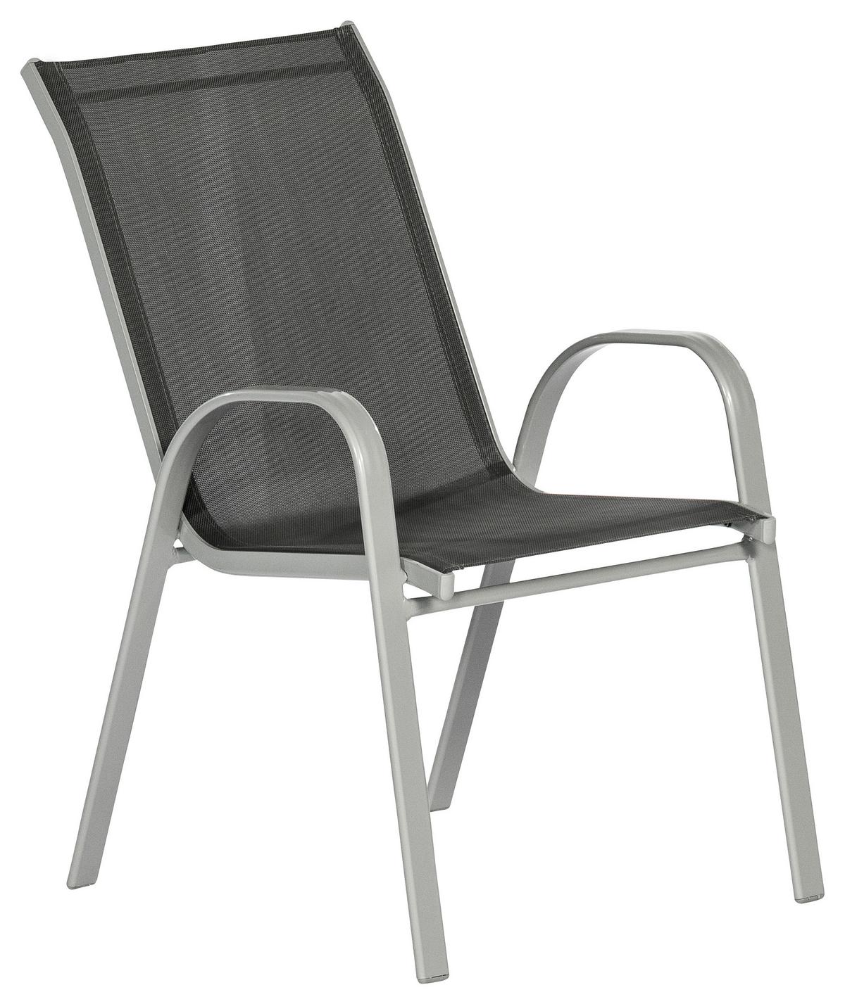 Gartenset Sorrento - Anthrazit/Silberfarben, MODERN, Textil/Metall - Gardenson
