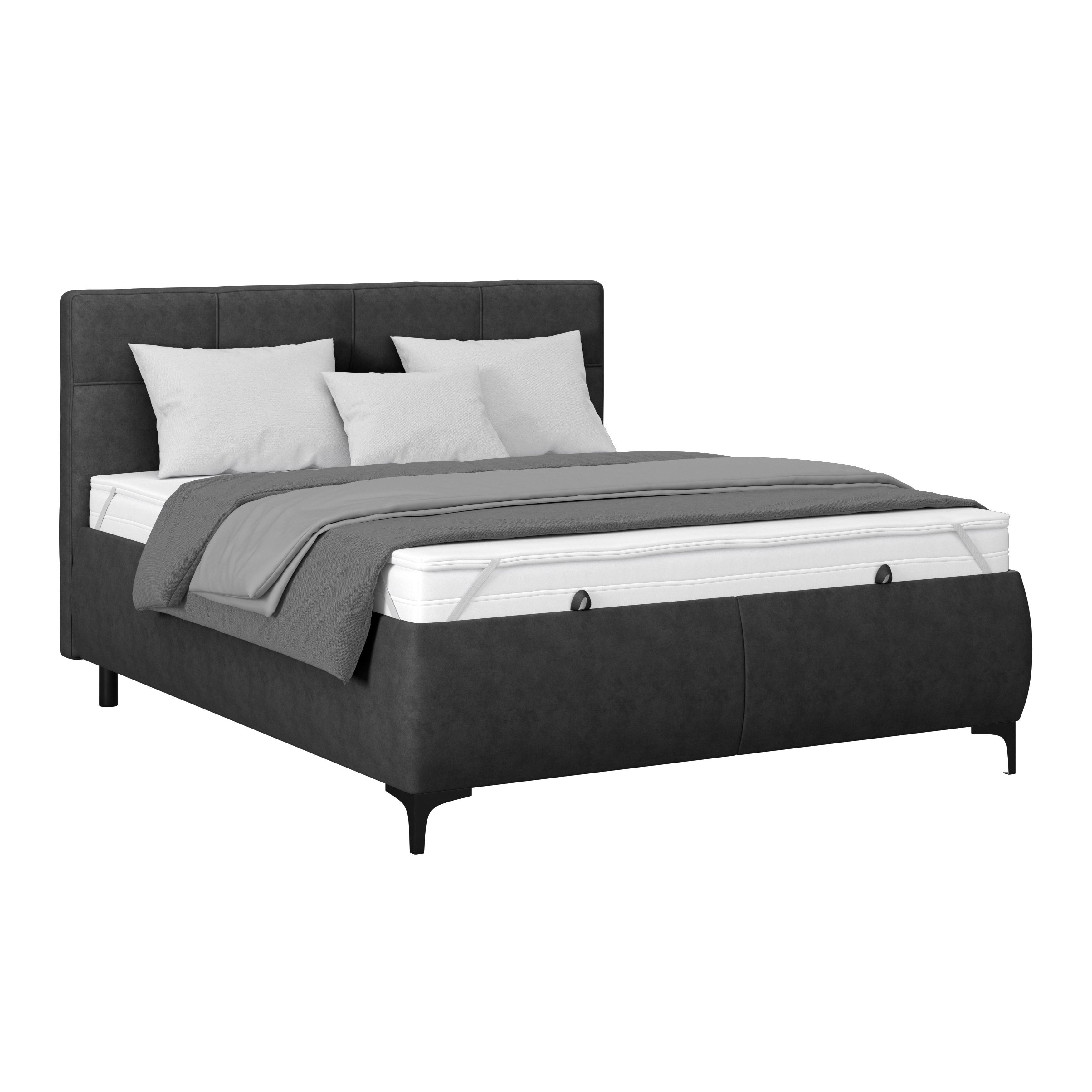 Polsterbett Zeni 140 - Anthrazit/Schwarz, KONVENTIONELL, Holz/Textil (140/200cm)