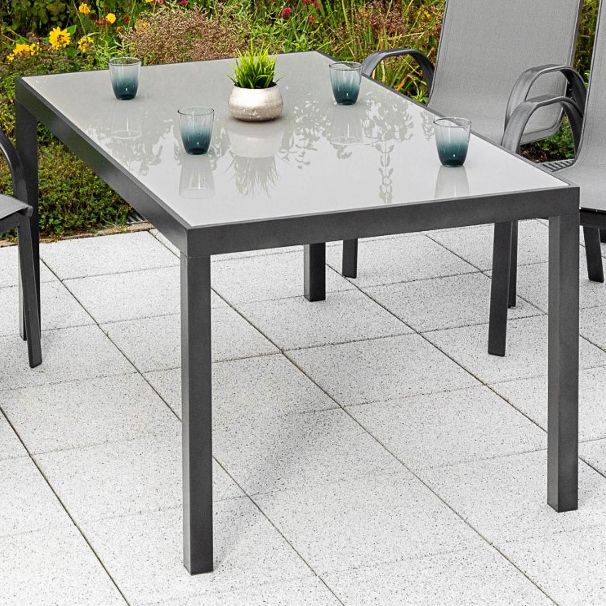 Gartenmöbel Set 5-Tlg. Amalfi aus Aluminium - Graphitfarben/Grau, KONVENTIONELL, Glas/Textil - Gardenson