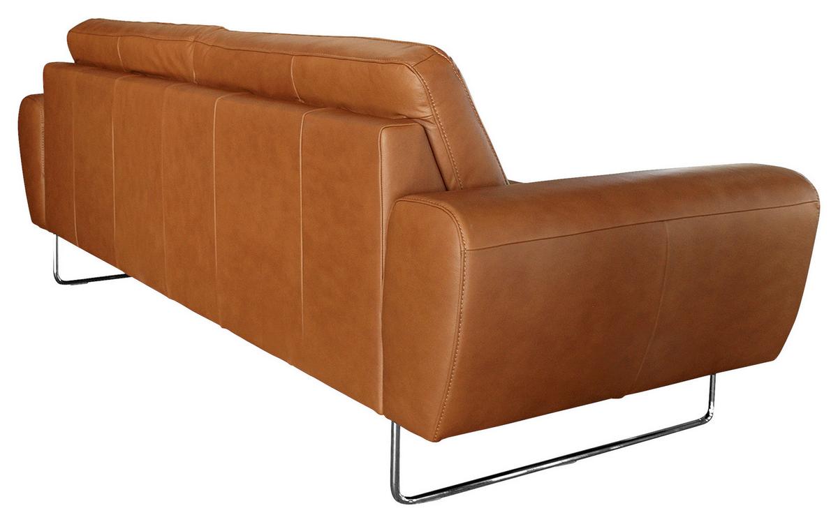 Ecksofa Spring Cognac Chrom B: 207 cm - Chromfarben/Cognac, Design, Leder (207/85/92cm) - Livetastic