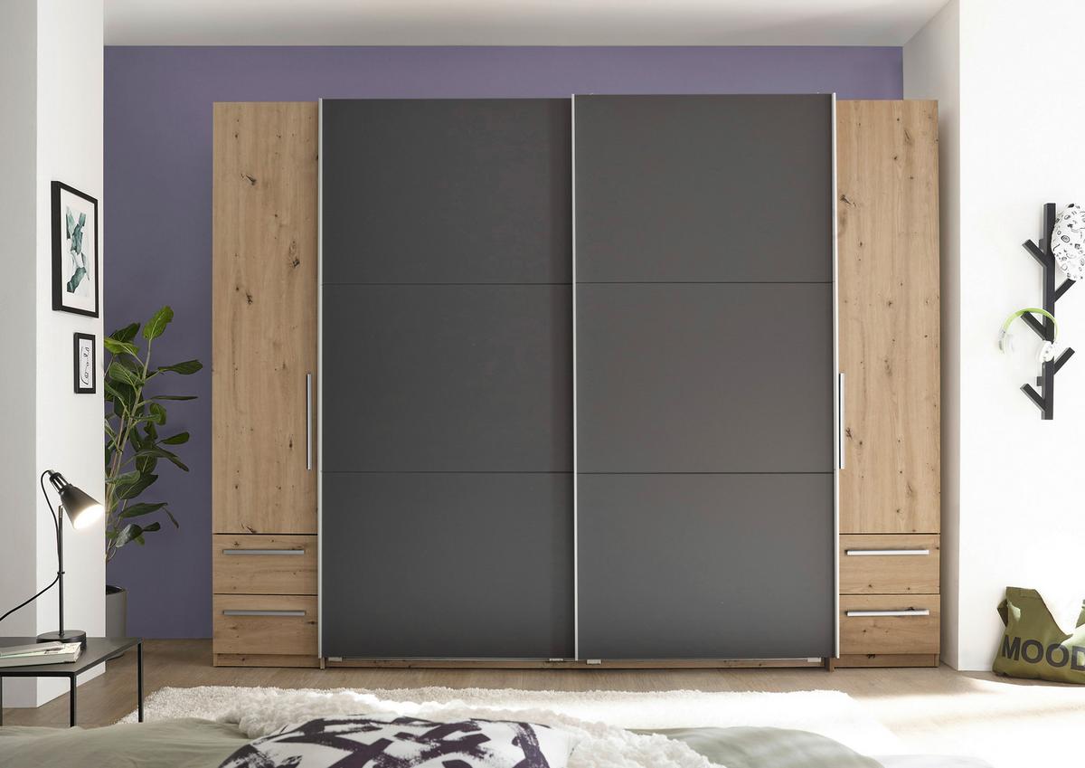 Schwebetürenschrank Bordo - Graphitfarben/Eiche Artisan, KONVENTIONELL, Holzwerkstoff (270/211/60cm)