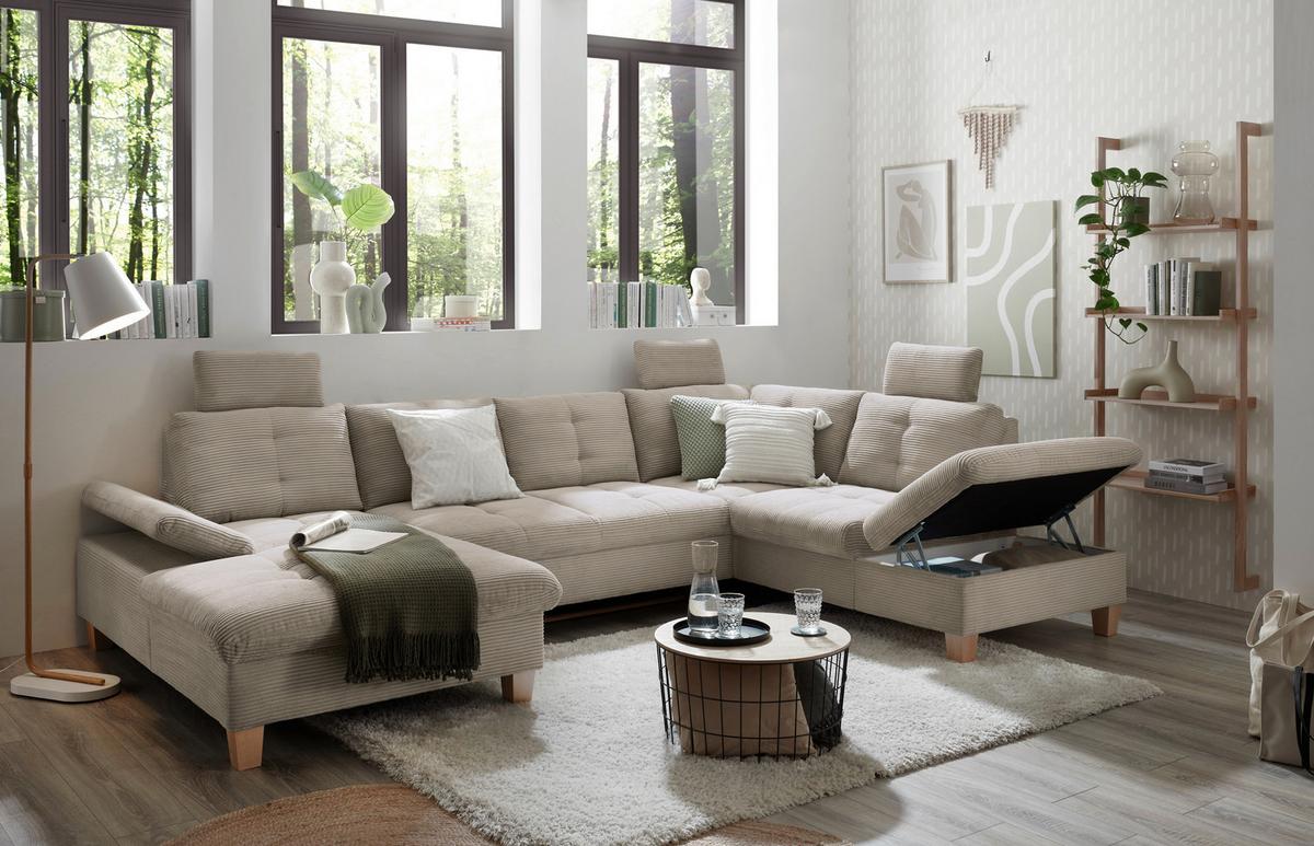 Wohnlandschaft Ascot Grau U: 170x324x220 Cm - Eichefarben/Grau, KONVENTIONELL, Textil (170/324/220cm) - MID.YOU