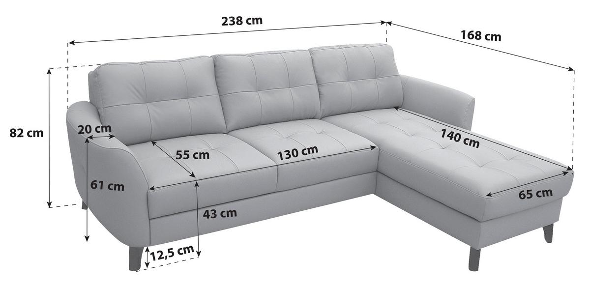 Ecksofa Nordic Beige S: 238x168 cm - Beige/Buchefarben, Design, Leder/Textil (238/168cm) - Livetastic