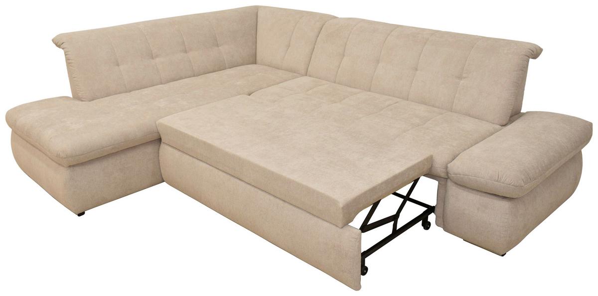 Ecksofa Mit Schlaffunktion Moric Beige Mikrofaser - Chromfarben/Beige, KONVENTIONELL, Textil (216/273cm) - MID.YOU