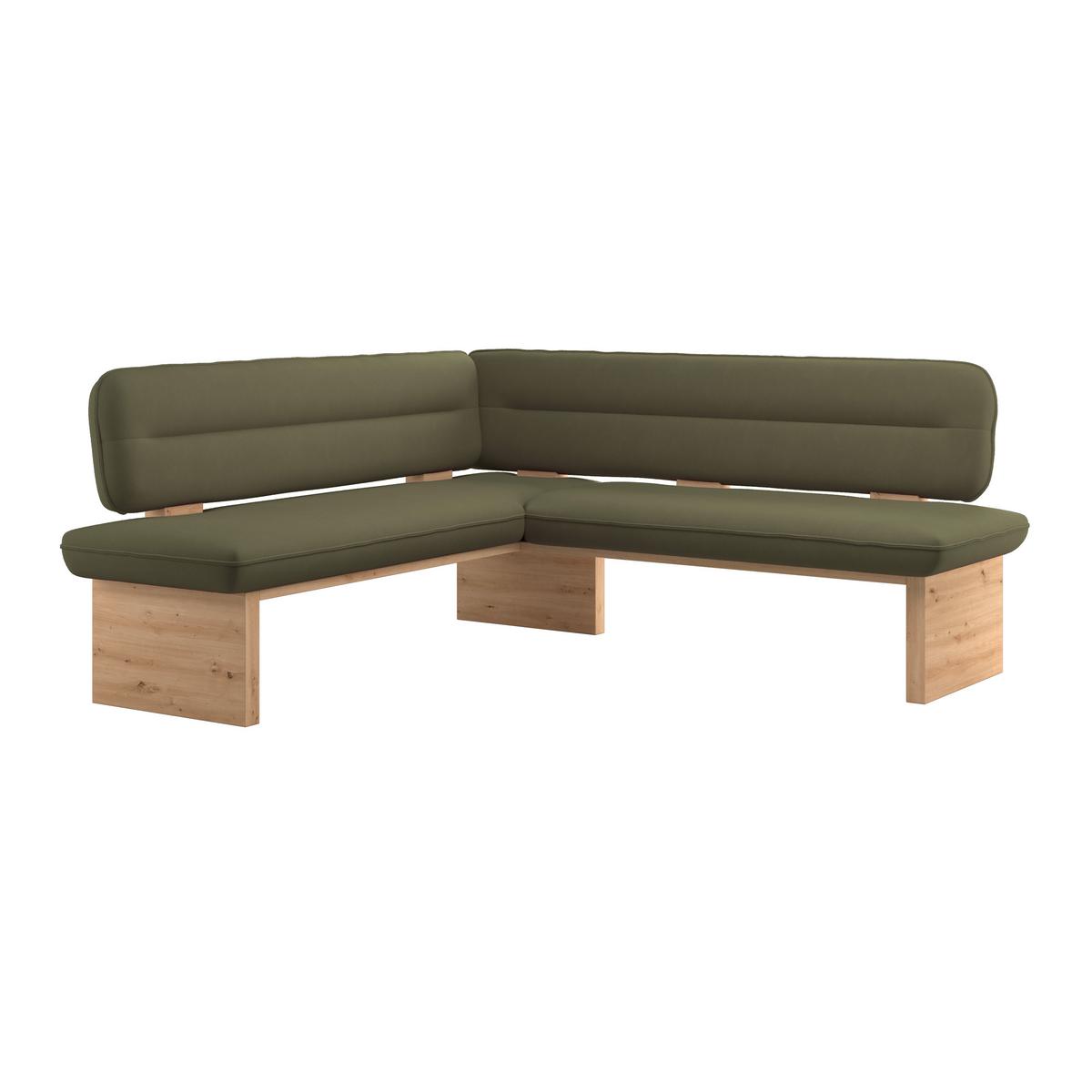 Eckbank Beluna Ii Webstoff Grün, B: 170cm - Eichefarben/Grün, KONVENTIONELL, Holz/Textil (170/192cm) - James Wood