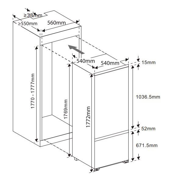 Kühl-Gefrier-Kombination Ekhbmfsse - Weiß, Basics, Glas/Kunststoff (54,0/178/54cm) - Mican