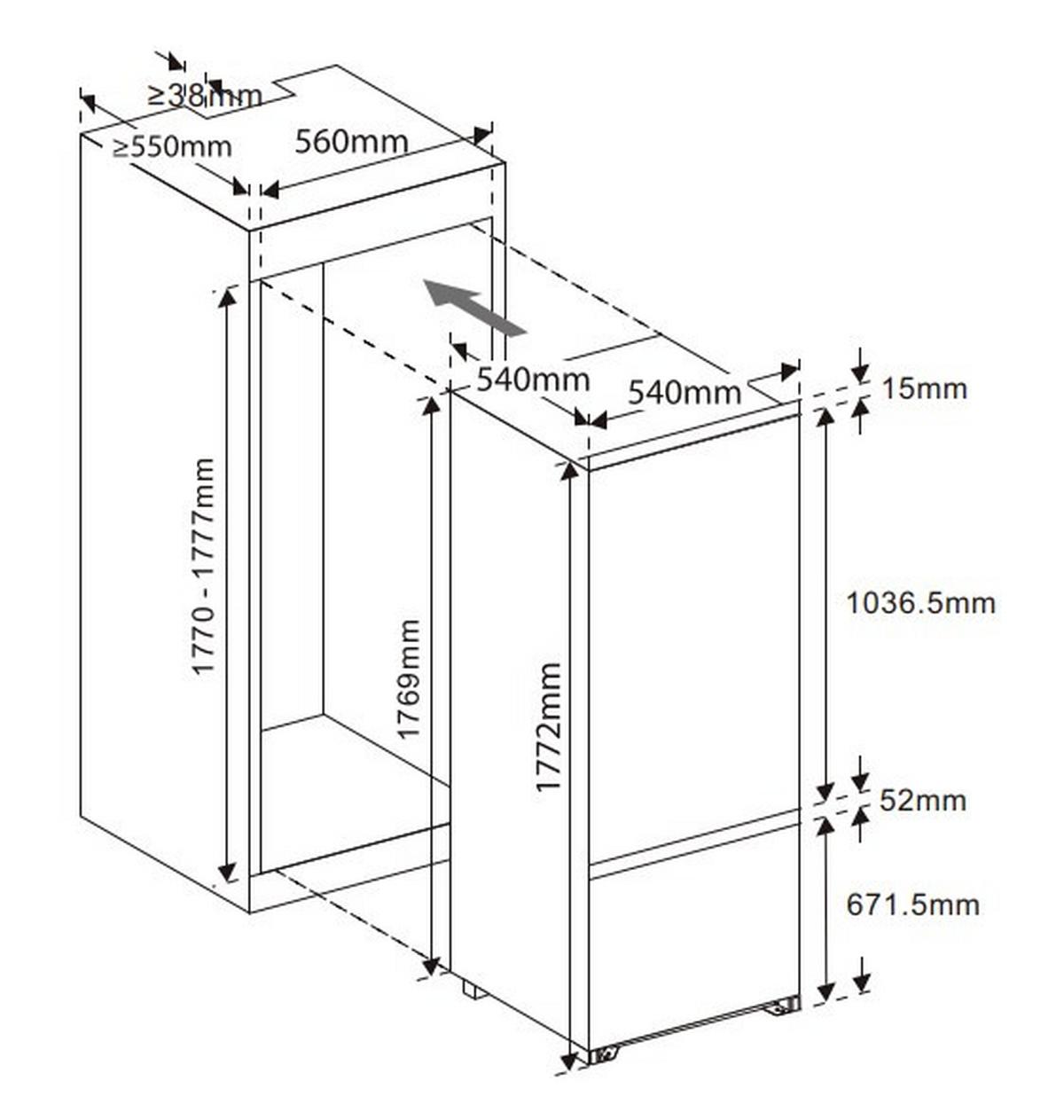 Kühl-Gefrier-Kombination Ekhbmfsse - Weiß, Basics, Glas/Kunststoff (54,0/178/54cm) - Mican