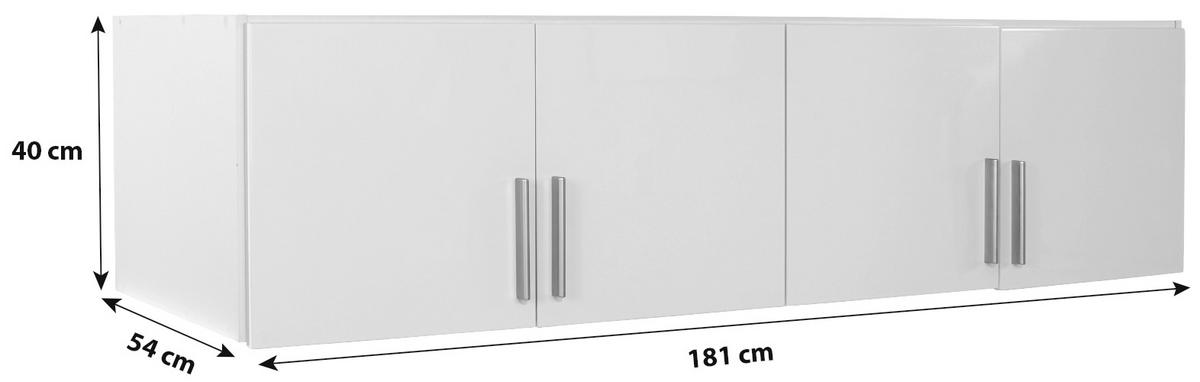 Felsőszekrény Celle - fehér/magasfényű fehér, Modern, fa (181/40/54cm)