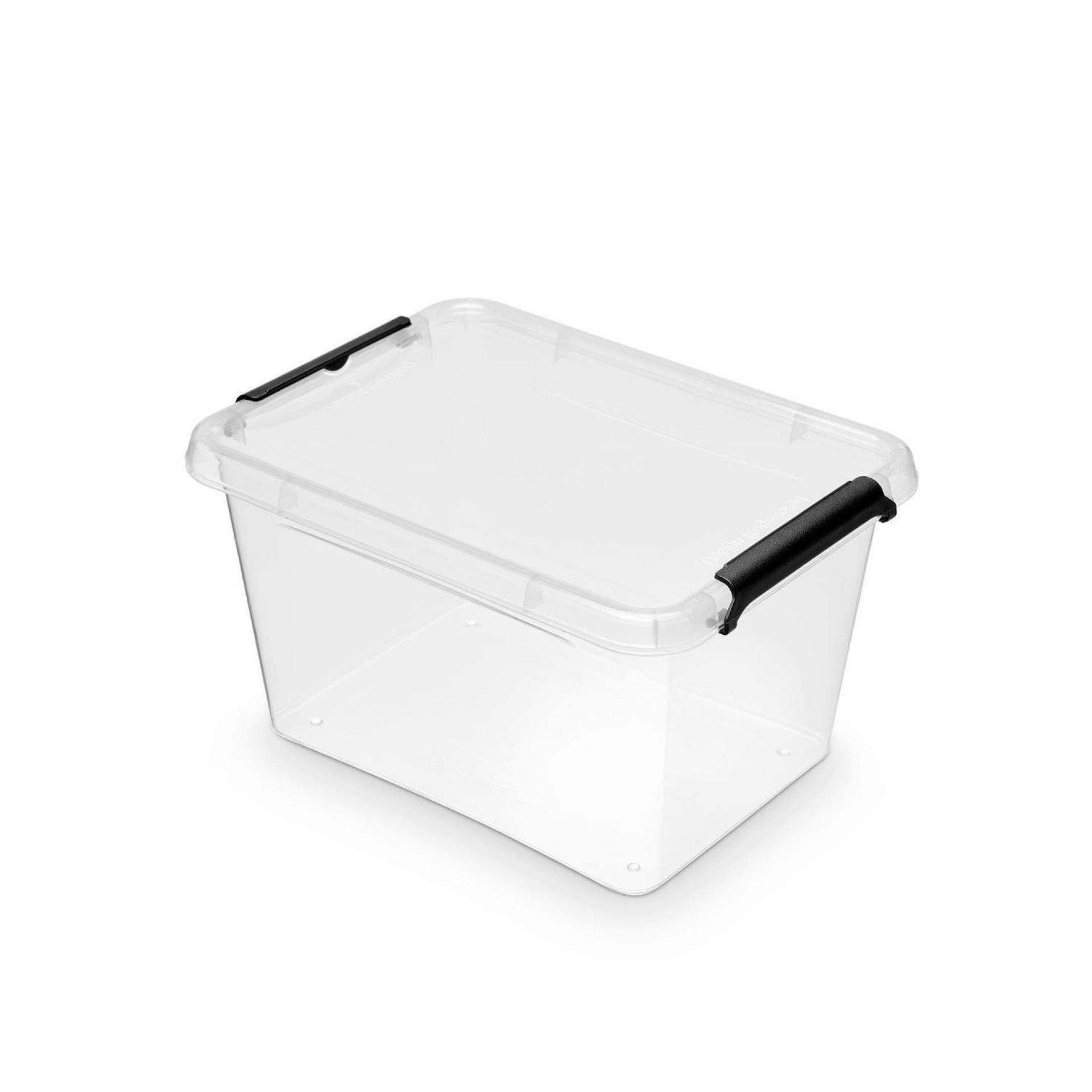 Aufbewahrungsbox Mit Deckel Mila 2l, 15x11,5x19,5 Cm - Transparent/Schwarz, KONVENTIONELL, Kunststoff (15/11,5/19,5cm) - Homezone