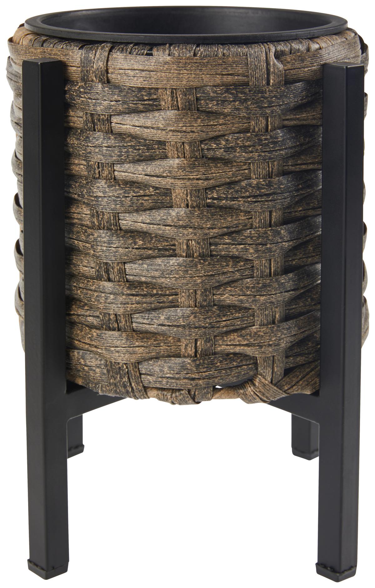 Übertopf Salli - Braun, MODERN, Kunststoff/Metall (17/26cm) - Luca Bessoni