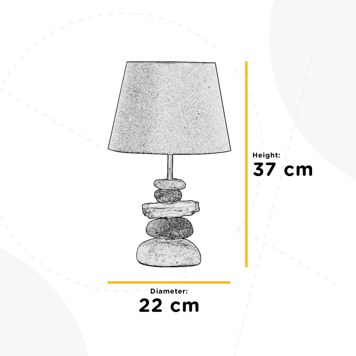 Tischleuchte 4897/L - Blaugrau/Schwarz, Natur, Textil/Stein (26/52cm)