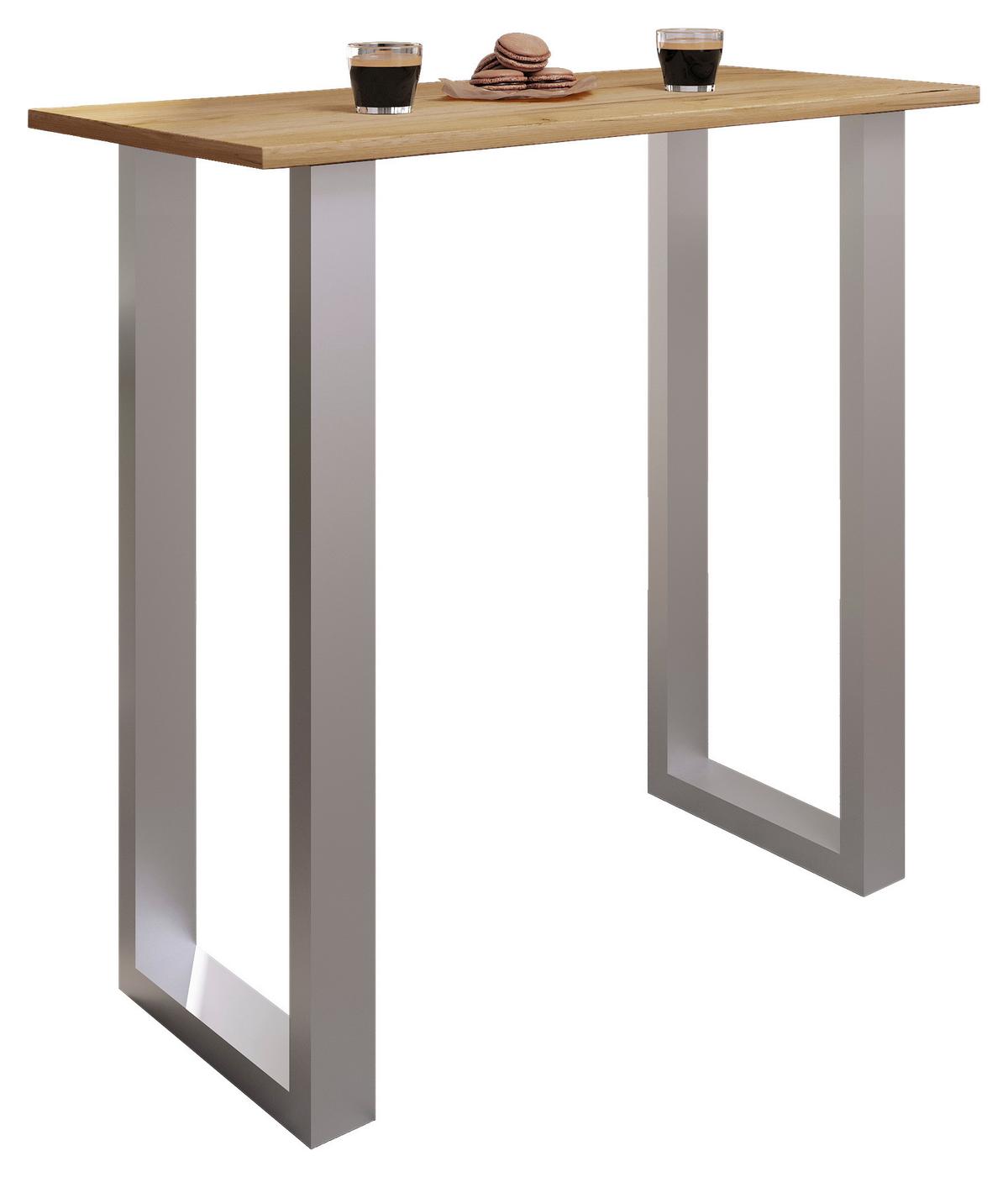 Bartisch Xona B 110x50 - Honigeiche/Silberfarben, KONVENTIONELL, Holzwerkstoff/Metall (110/50/102cm)