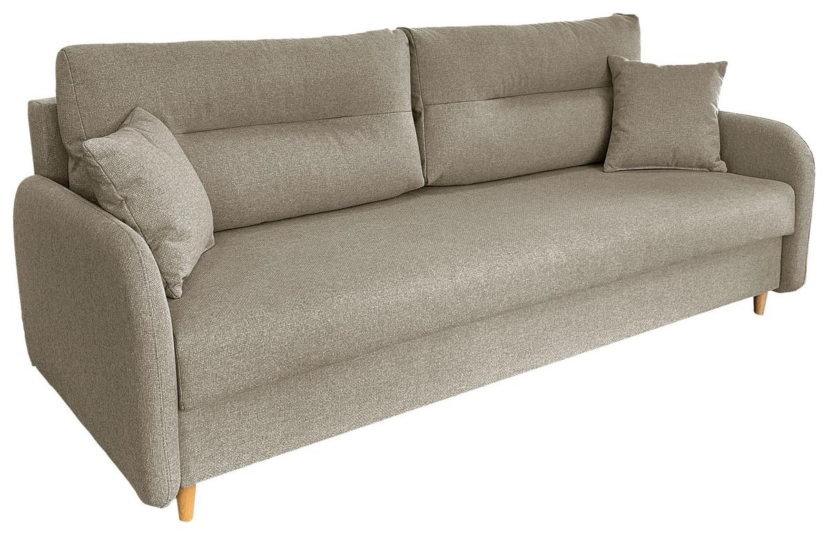 Schlafsofa Mit Bettkasten Vero Beige B: 206 Cm - Beige/Schwarz, Design, Textil (206/88/93cm) - MID.YOU