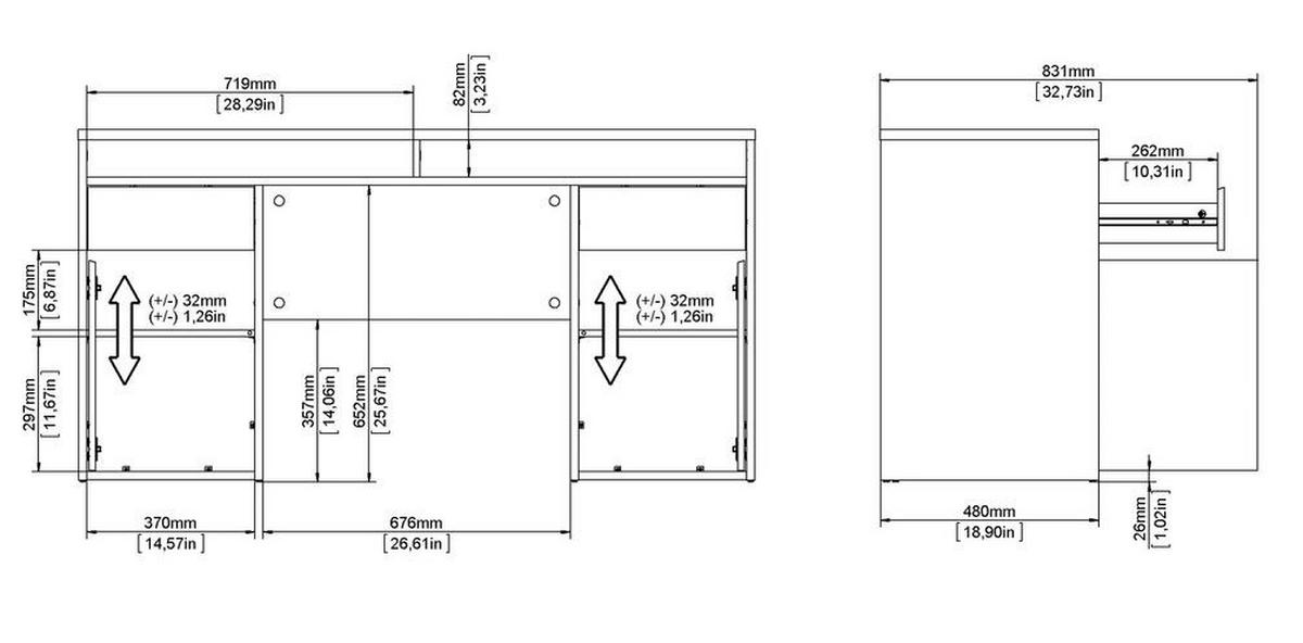Schreibtisch Function Plus Eichefarben, L: 149 cm - Eichefarben, MODERN, Holzwerkstoff (149/48,2/156,2cm) - MID.YOU