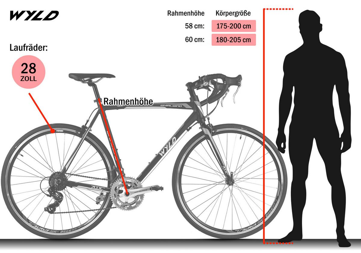 Wyld Rennrad Whirlwind 50 28 Zoll Rh 58 Cm - Schwarz, Basics, Metall (25/140/60cm)
