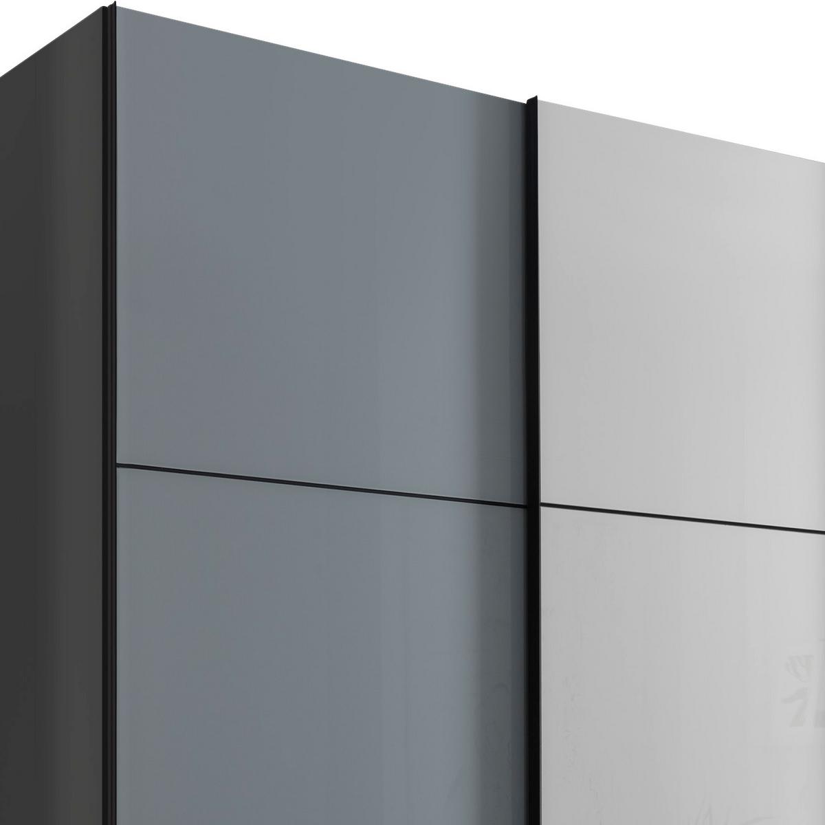 Schwebetürenschrank Glasfront 249 Cm Includo, Hellgrau/weiß - Dunkelgrau/Hellgrau, MODERN, Glas/Holzwerkstoff (249/222/68cm)
