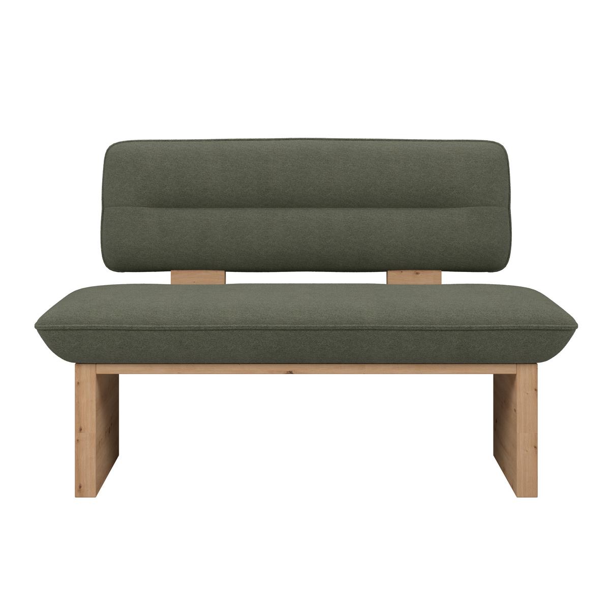 Sitzbank Beluna II Webstoff grün, B: 140cm - Eichefarben/Schwarz, KONVENTIONELL, Holzwerkstoff/Textil (140/87/67cm) - James Wood