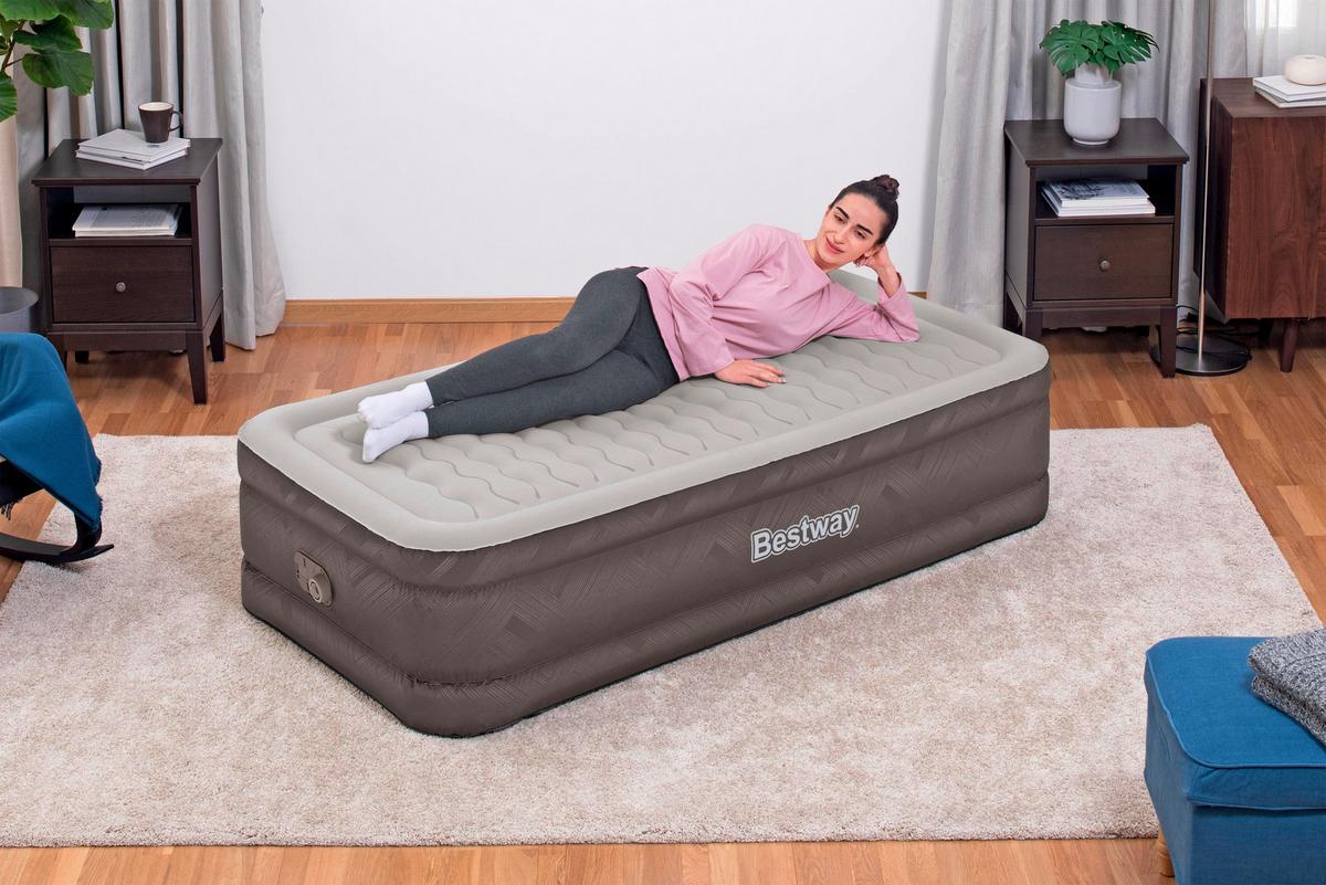 Luftbett Anita 191x97x46 cm Bis 180kg, inkl. Pumpe - Braun/Grau, KONVENTIONELL, Kunststoff/Metall (191/97/46cm) - Bestway