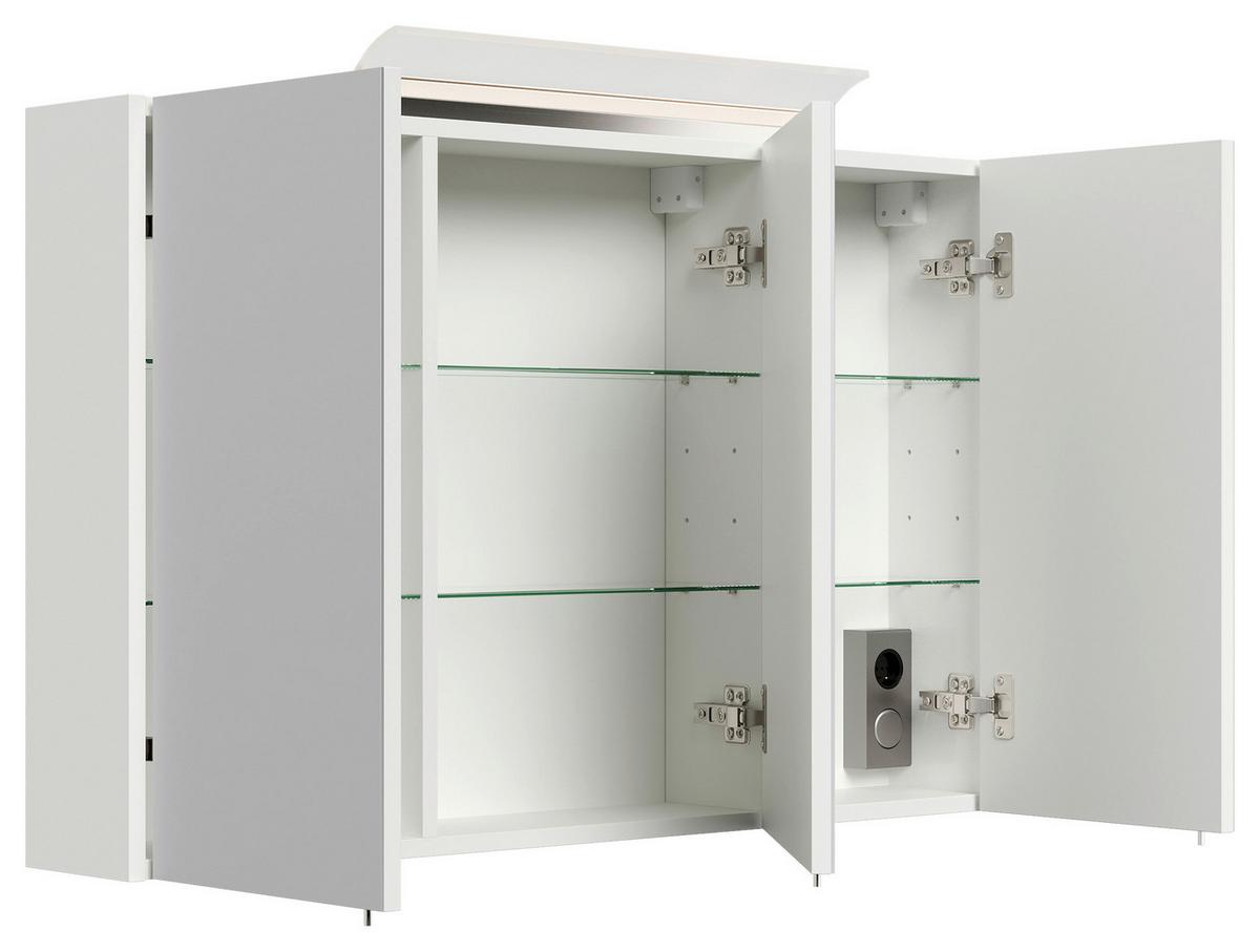 Spiegelschrank Weiß Hochglanz B: 100 cm - Weiß Hochglanz, MODERN, Glas/Holzwerkstoff (100/62/17cm) - MID.YOU