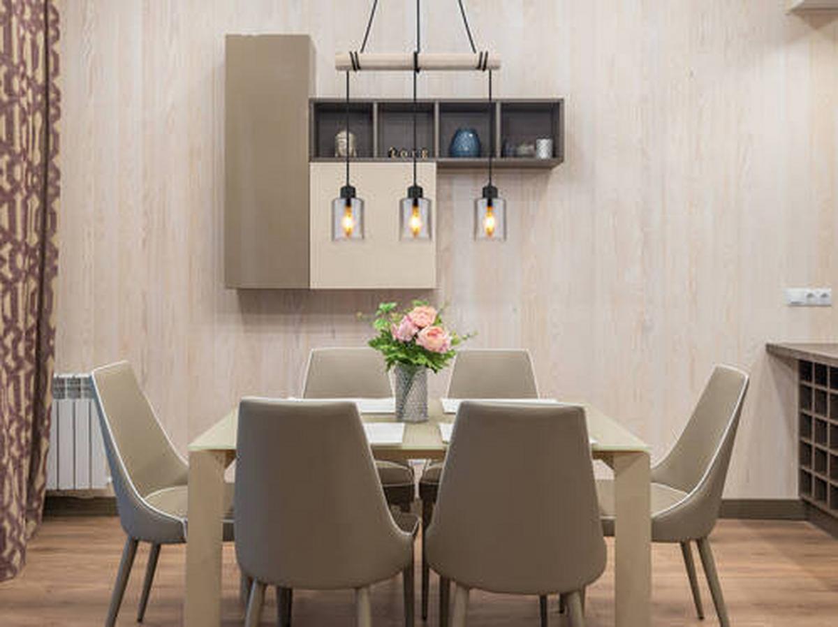 Hängeleuchte 15465-3h - Schwarz/Naturfarben, Natur, Glas/Holz (50/10/140cm) - Globo