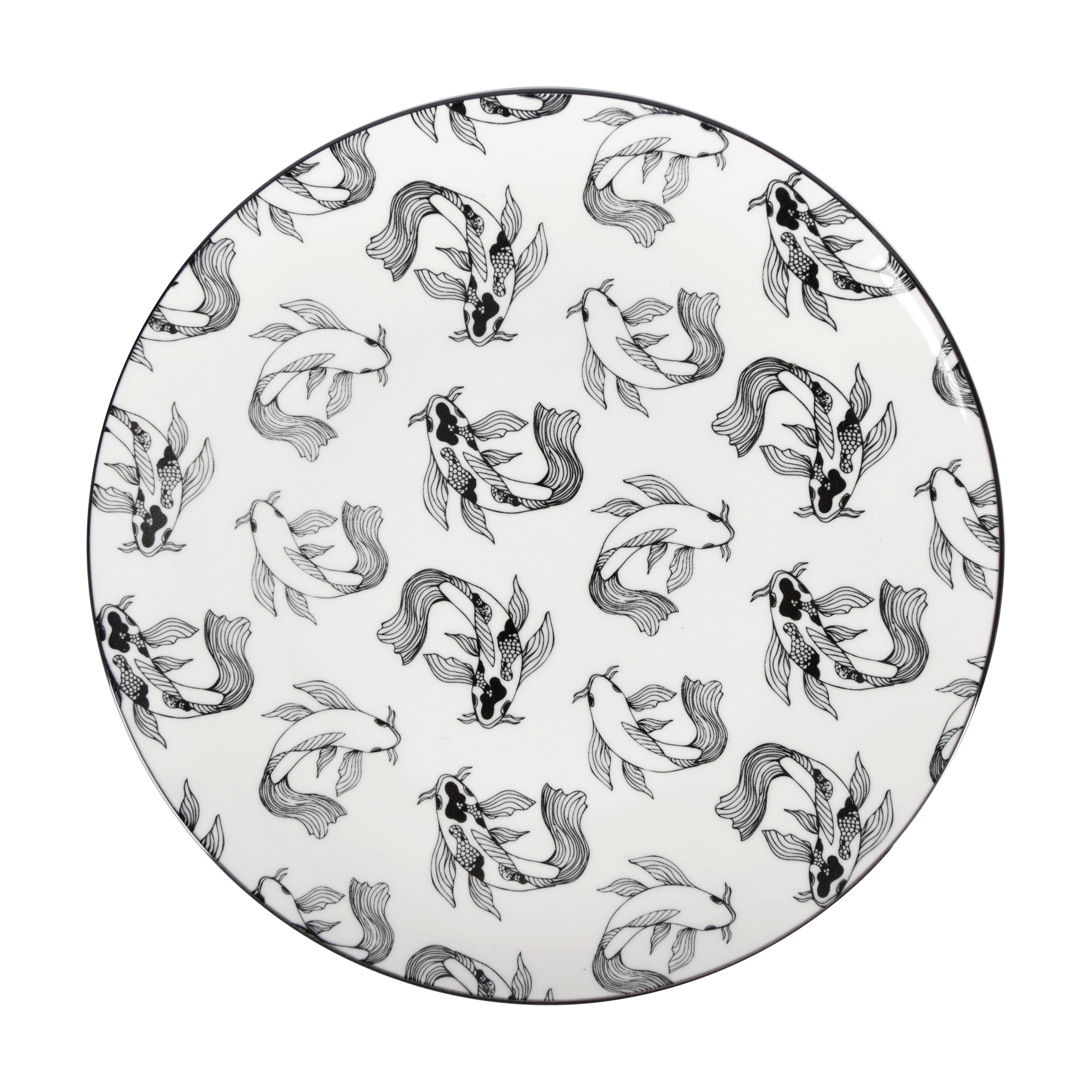 Mělký talíř Shiva, Ø: 27cm - bílá/černá, Lifestyle, keramika (27/2,5cm) - Mömax