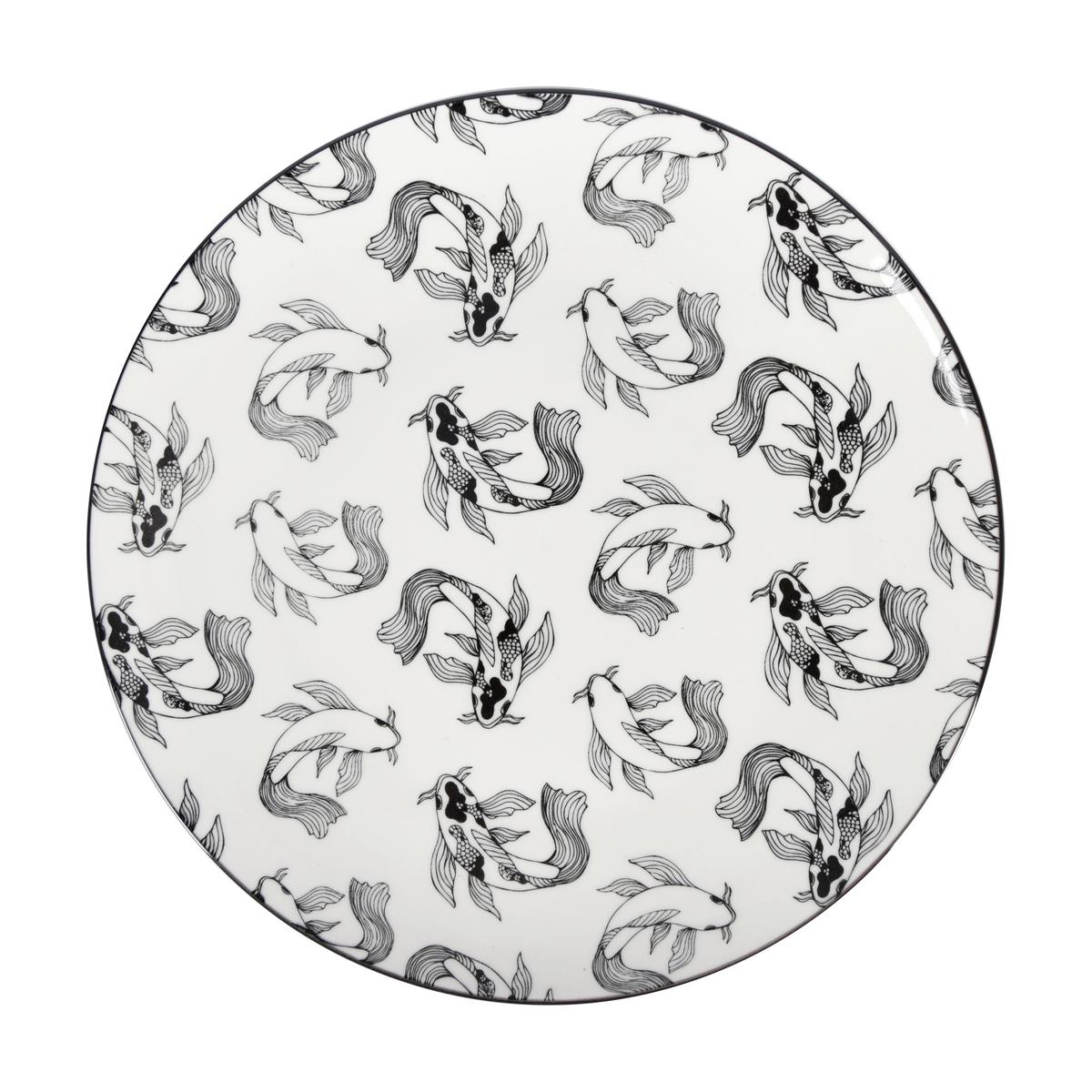 Mělký talíř Shiva, Ø: 27cm - bílá/černá, Lifestyle, keramika (27/2,5cm) - Mömax
