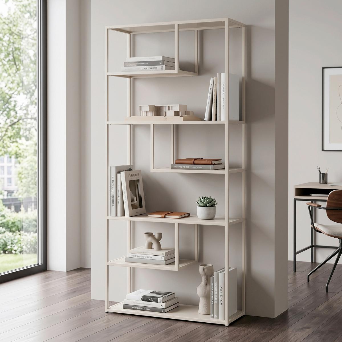 BÜCHERWAND STAAL - Beige, Design, Metall (85/188/35cm) - Livetastic