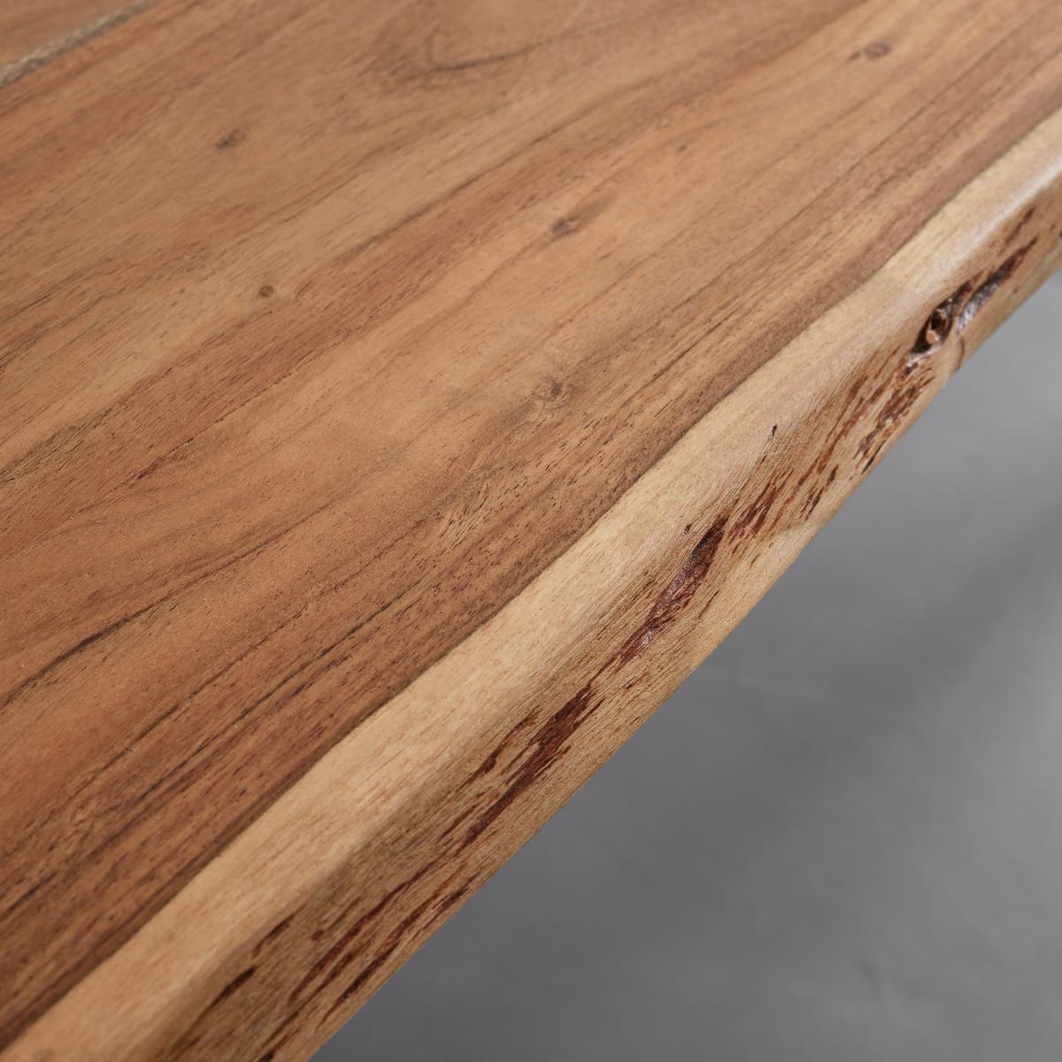 Jedálenský stôl z akácie MALMO 200 - čierna/farba akácie, Modern, kov/drevo (200/76/100cm) - Bessagi Home